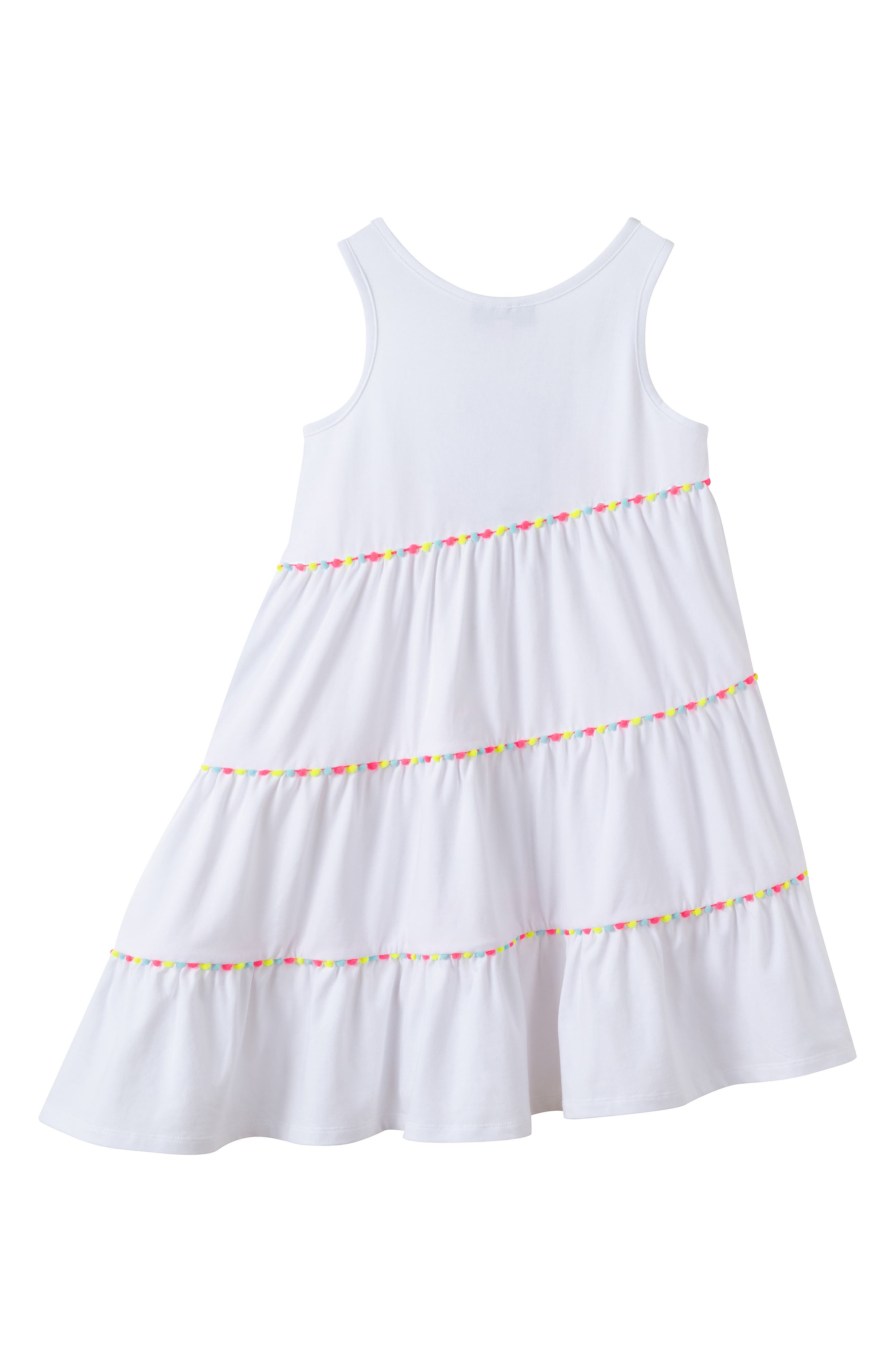 Andy & Evan Kids' Pompom Trim Asymmetric Dress