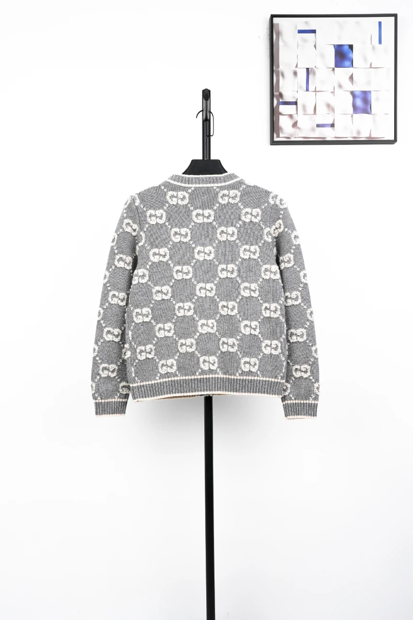 GUCCI Smoke Grey GG Jacquard Wool Cardigan product photo from LabelPicks