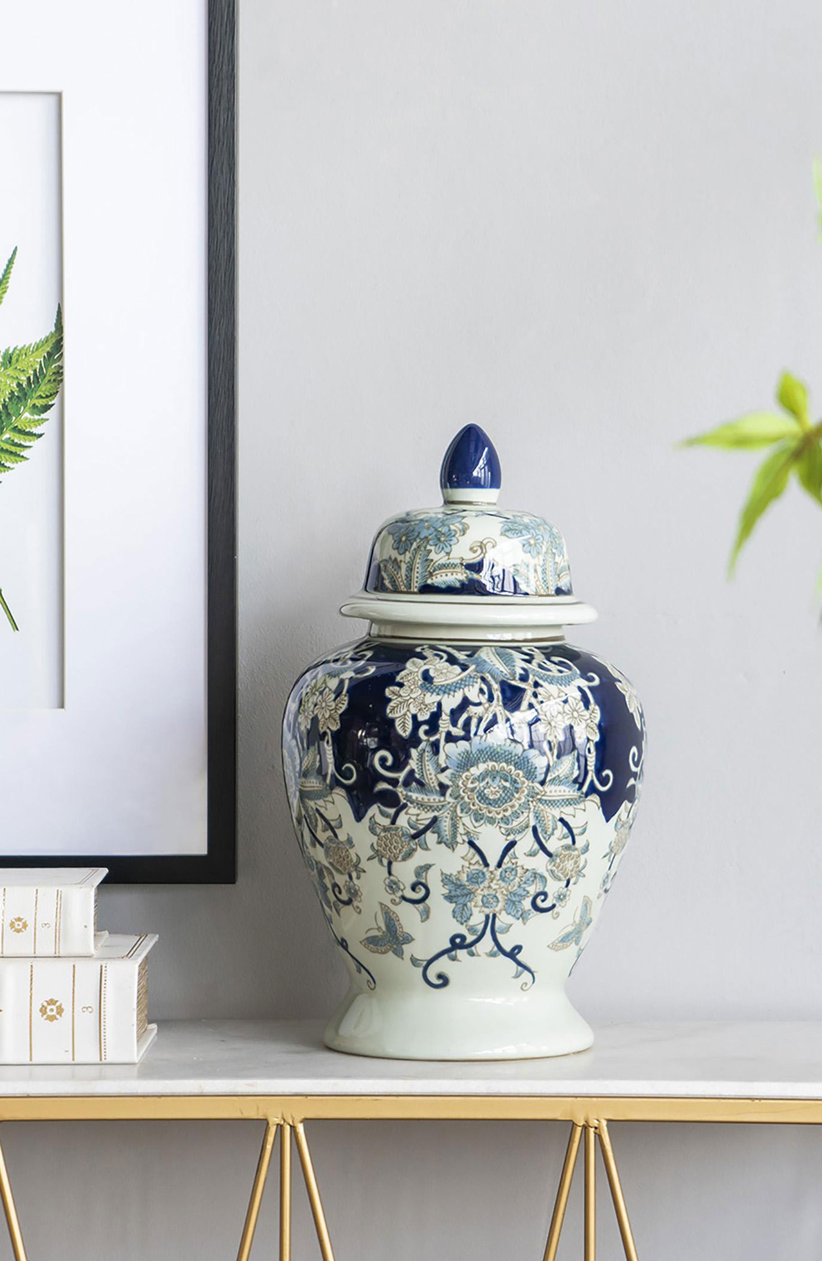 A & B Home Bryn Ginger Porcelain Lidded Jar