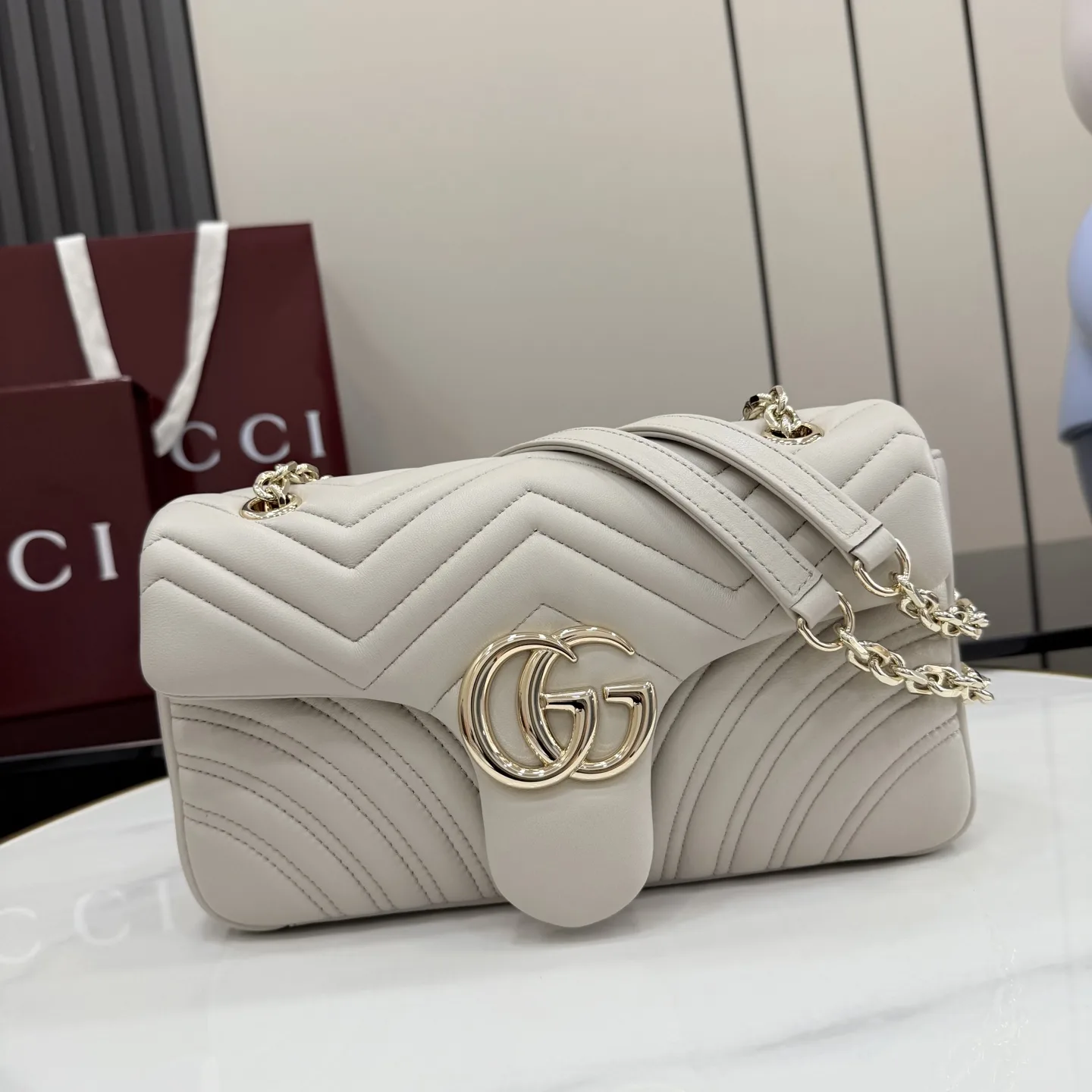 Gucci Marmont Grey GG Supreme Canvas Shoulder Bag product photo from LabelPicks