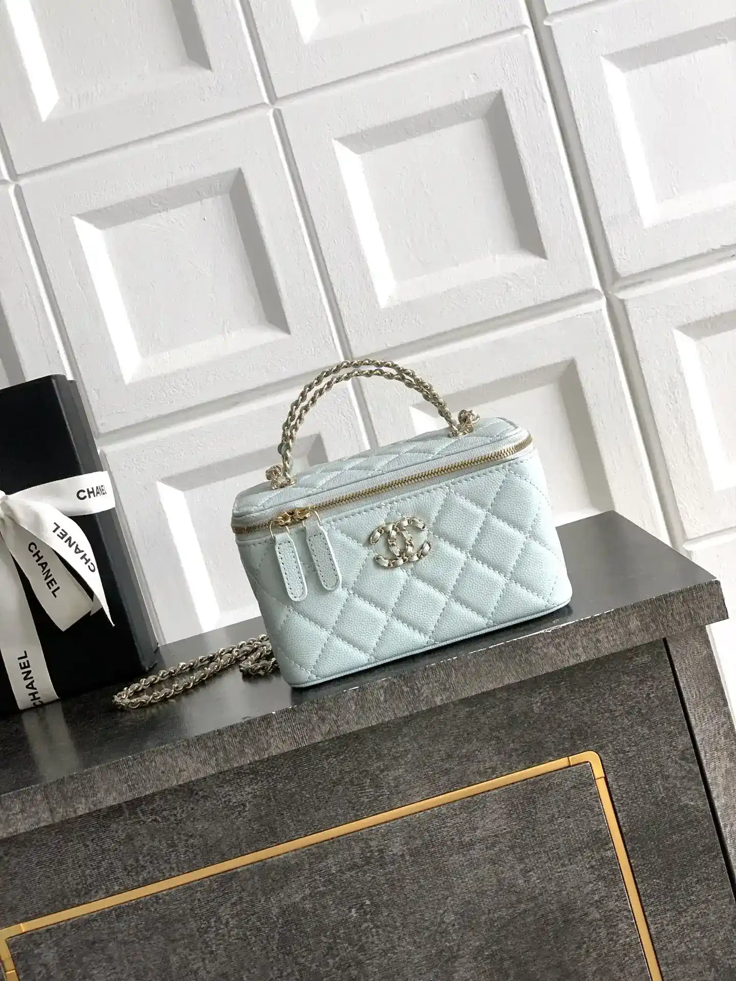 Chanel Blue Quilted Leather Top Handle Bag product photo from LabelPicks