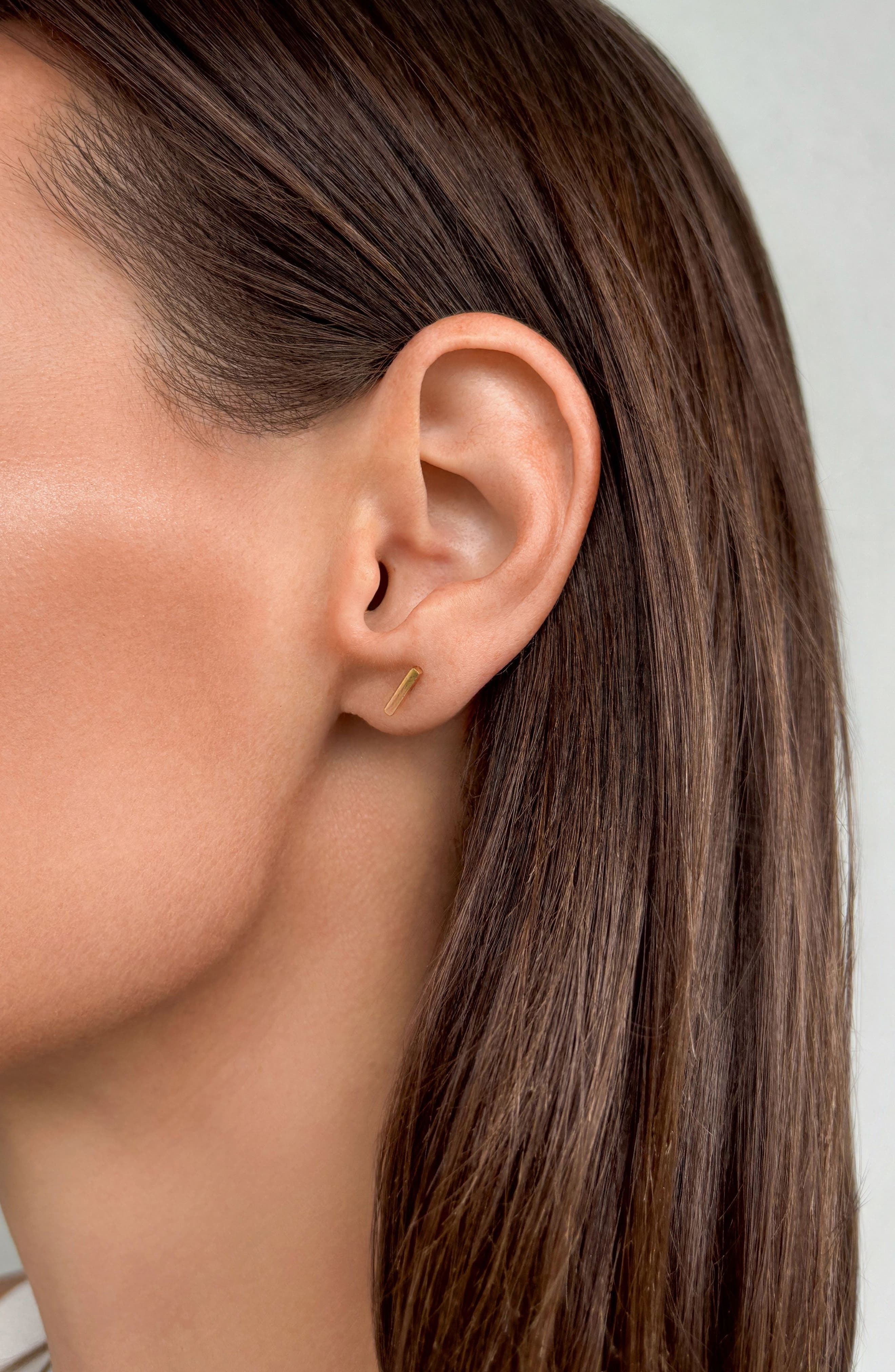 Adornia Set of 2 18K Gold Plated Bar Stud & Front/Back Earrings