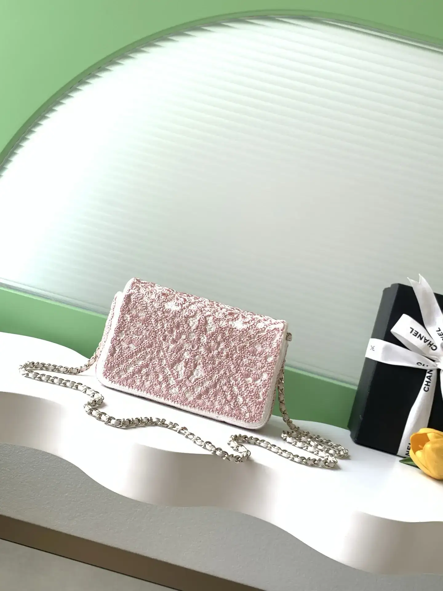 Chanel Pink Woven Leather Crossbody Bag product photo from LabelPicks