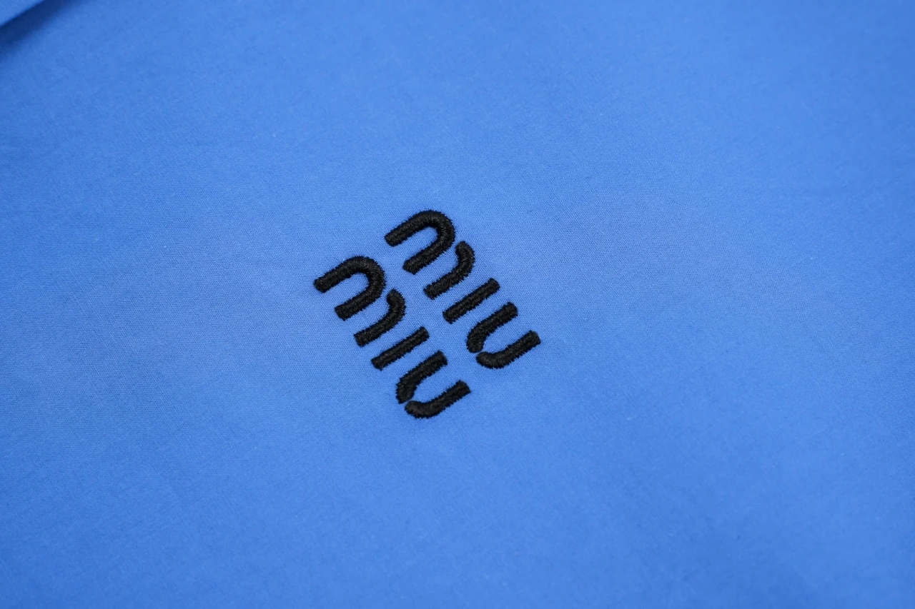 Miu Miu Klein Blue Embroidered Long Sleeve Shirt product photo from LabelPicks