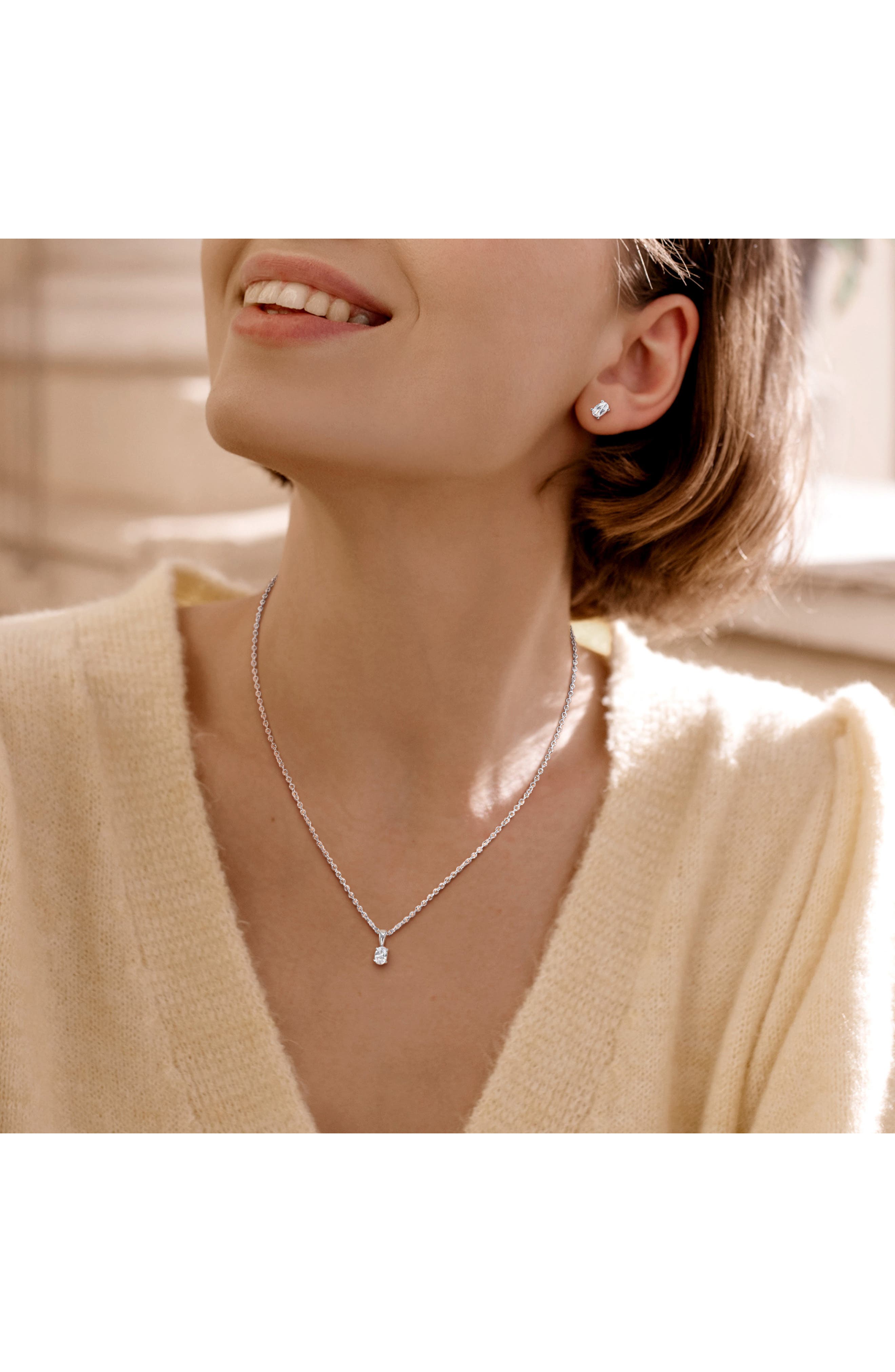 DELMAR Oval Cut Cubic Zirconia Earrings & Necklace Set