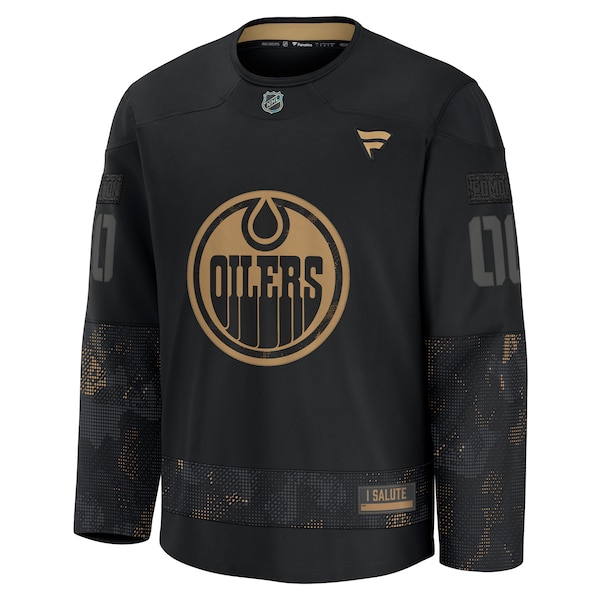 Edmonton Oilers  2024 Military Appreciation Personalized Long Sleeve Practice Jersey - Black
