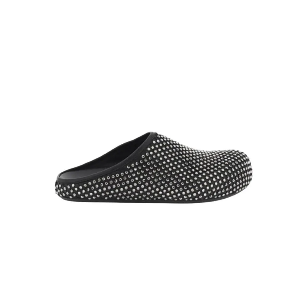 Marni Calfskin Fussbett Sabot Black Leather with Rhinestones SBMR000600P639400N99