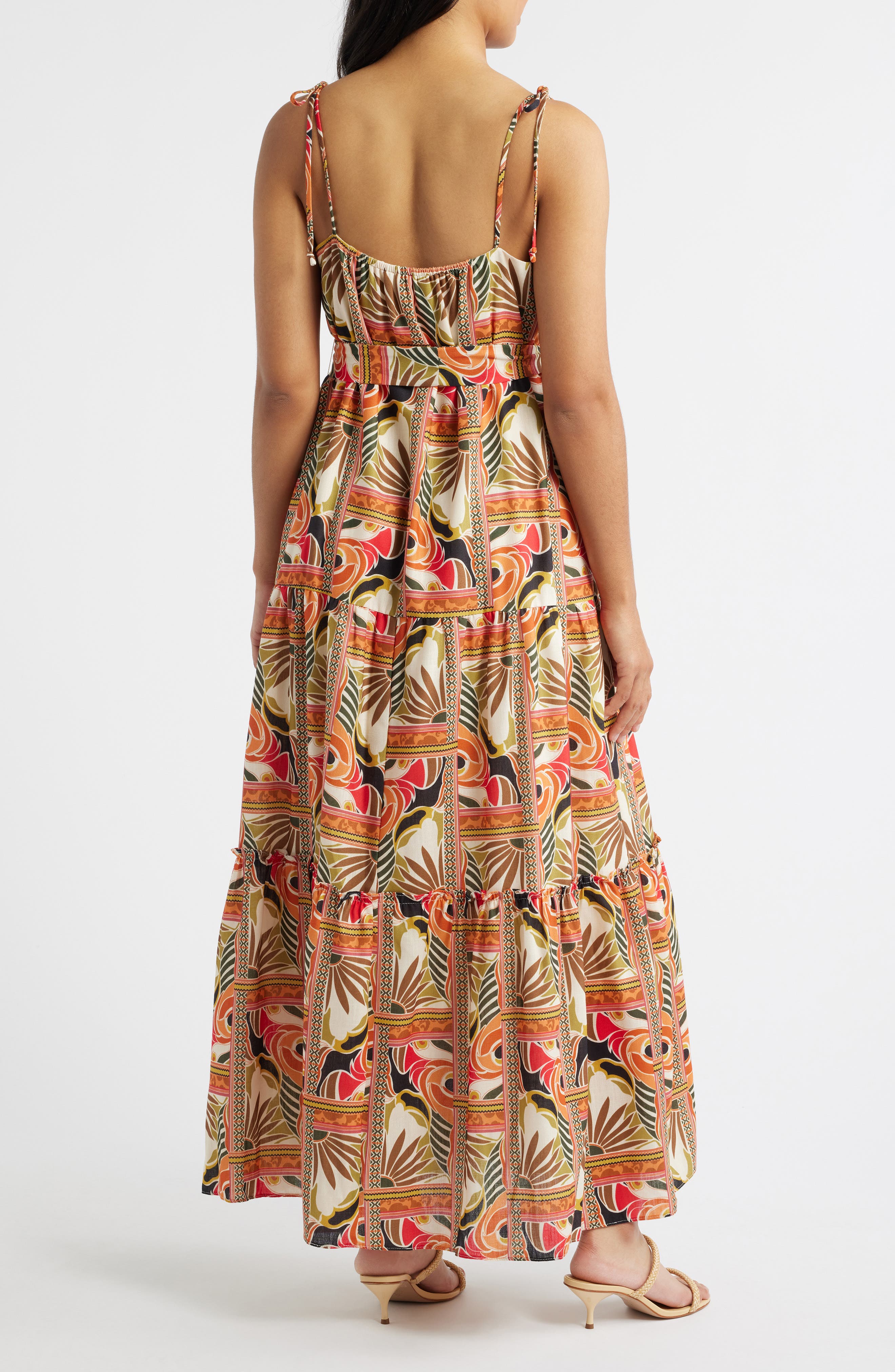 Julia Jordan Printed Tie Belt Maxi Sundress