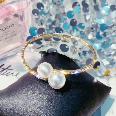 Popular super flash temperament diamond inlaid pearl bracelet for women