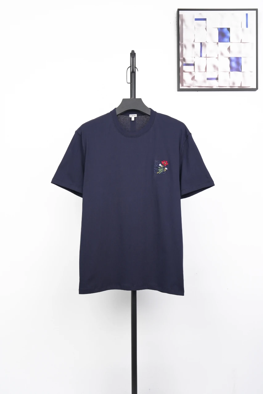 LOEWE Navy Floral Anagram Embroidered T-Shirt product photo from LabelPicks