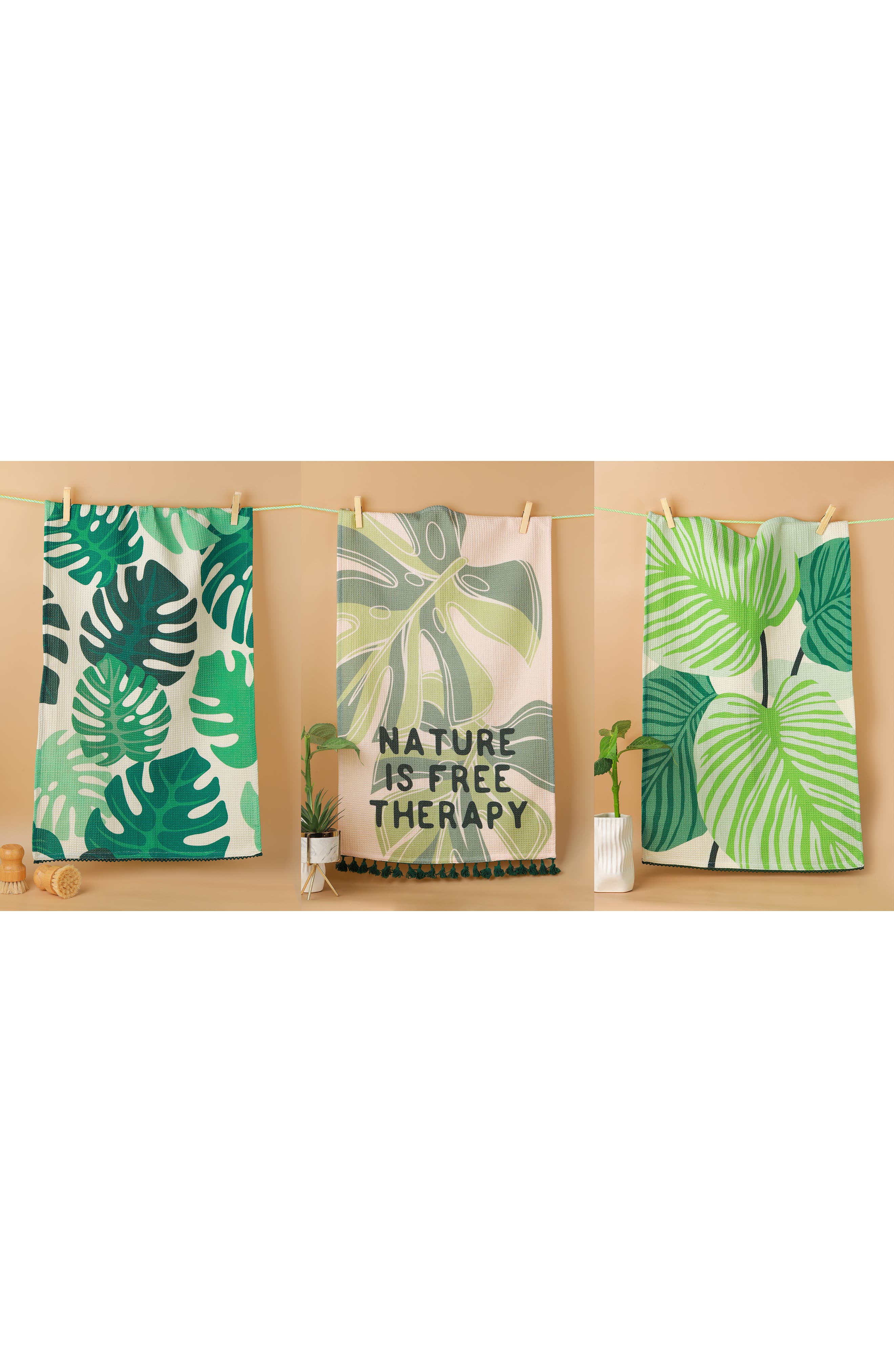 Tiramisu Nature Is Free Therapy Set of 3 Kitchen Towels