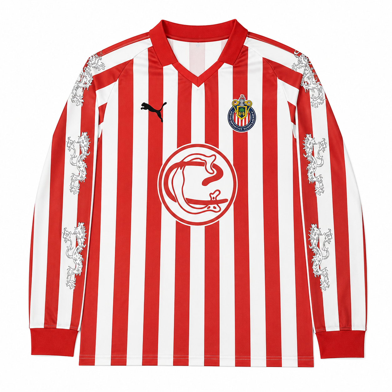 chivas de guadalajara shirt white red long sleeve special version 26/27