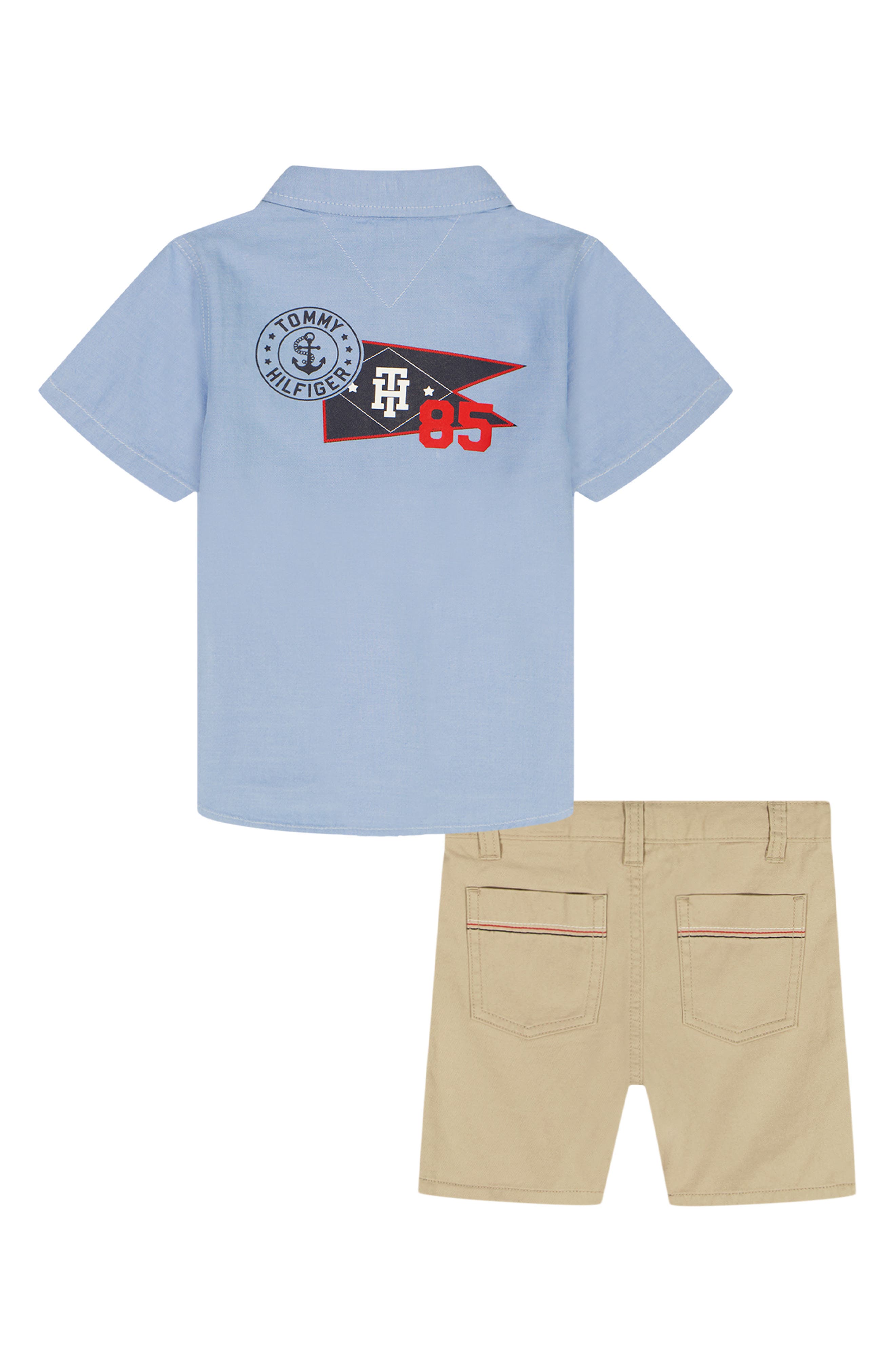 Tommy Hilfiger Logo Short Sleeve Button-Up Shirt & Shorts Set