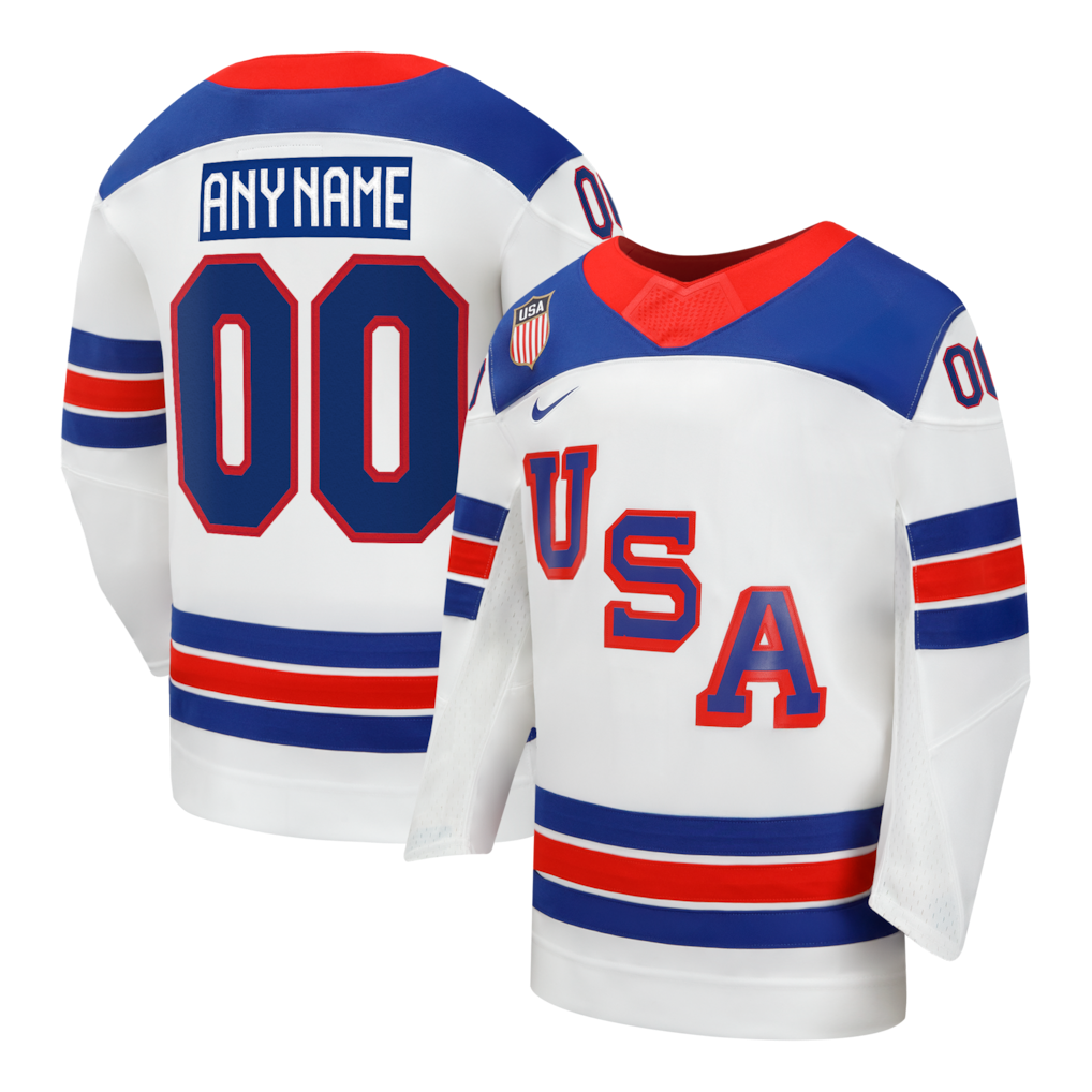 USA Hockey Nike White 2026 Away Replica Custom Jersey
