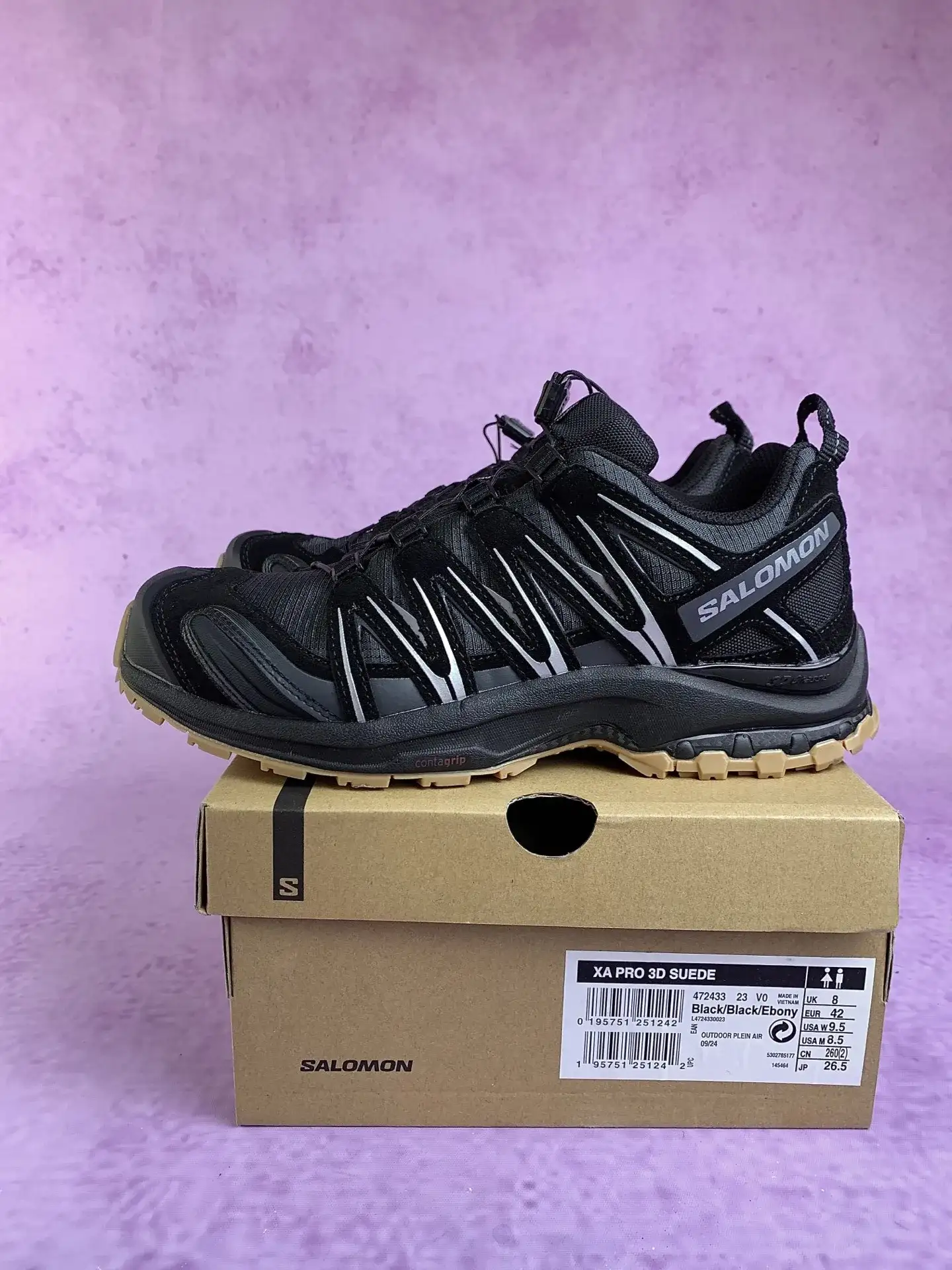 Salomon XA PRO 3D SUEDE “Black Ebony” Shoes product photo from LabelPicks