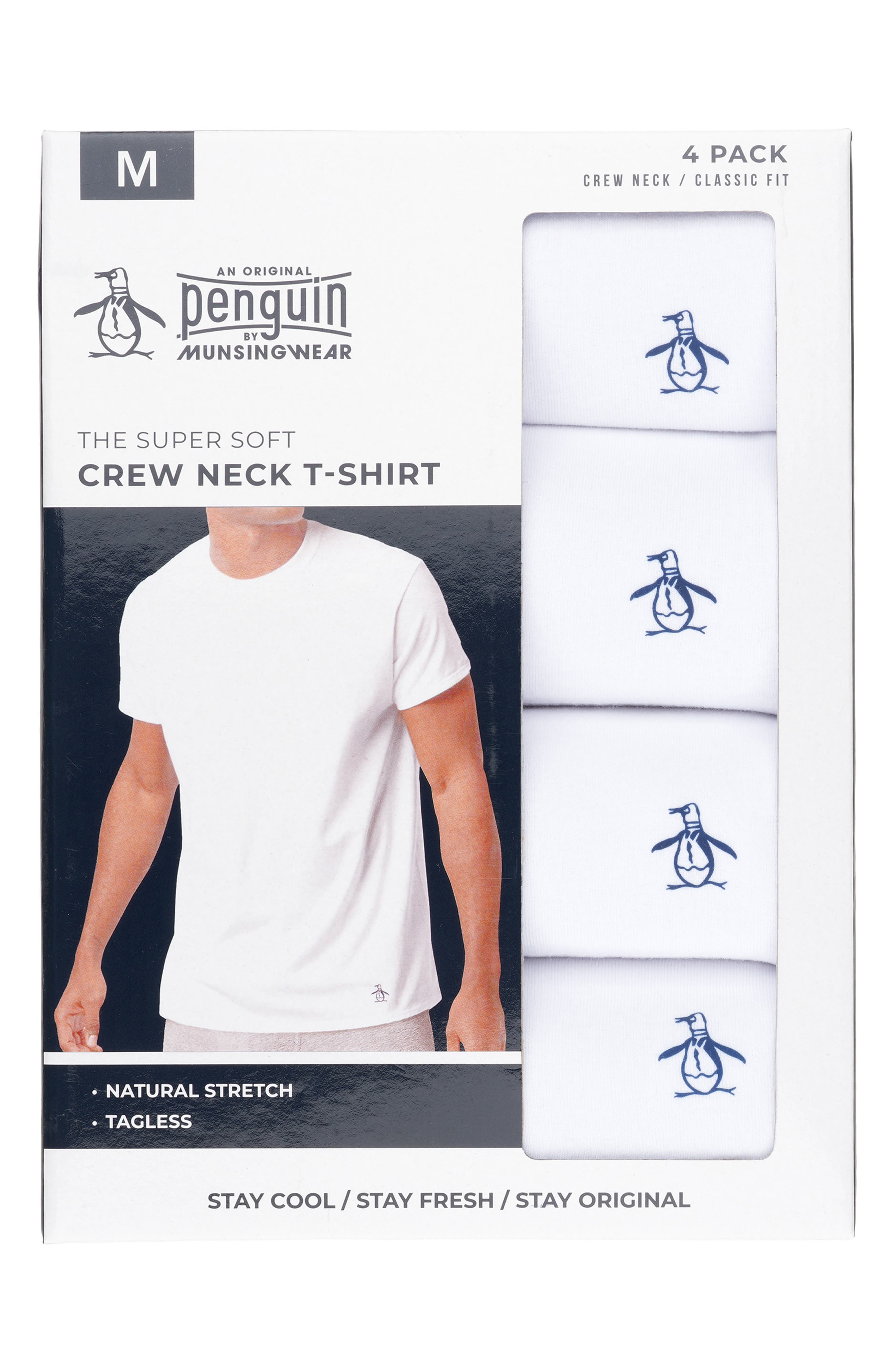 Original Penguin Pack of 4 Cotton Crewneck T-Shirts