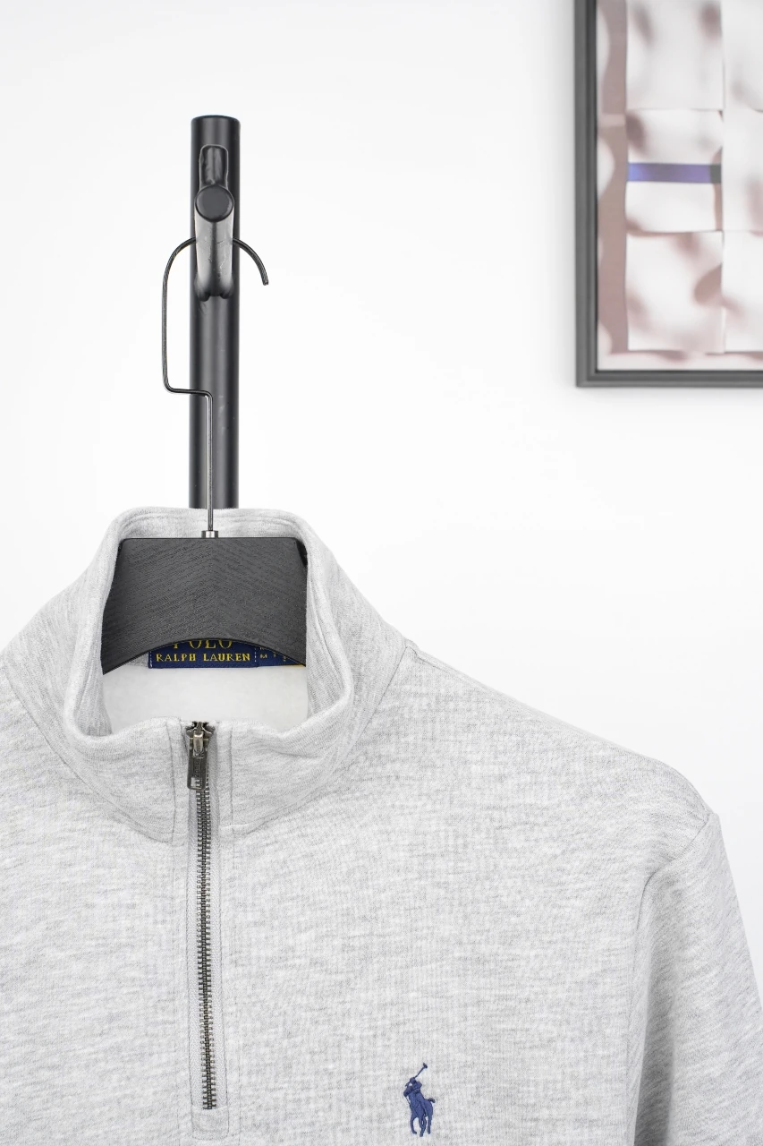 Ralph Lauren Light Grey Pony Embroidered Half Zip Sweatshirt product photo from LabelPicks