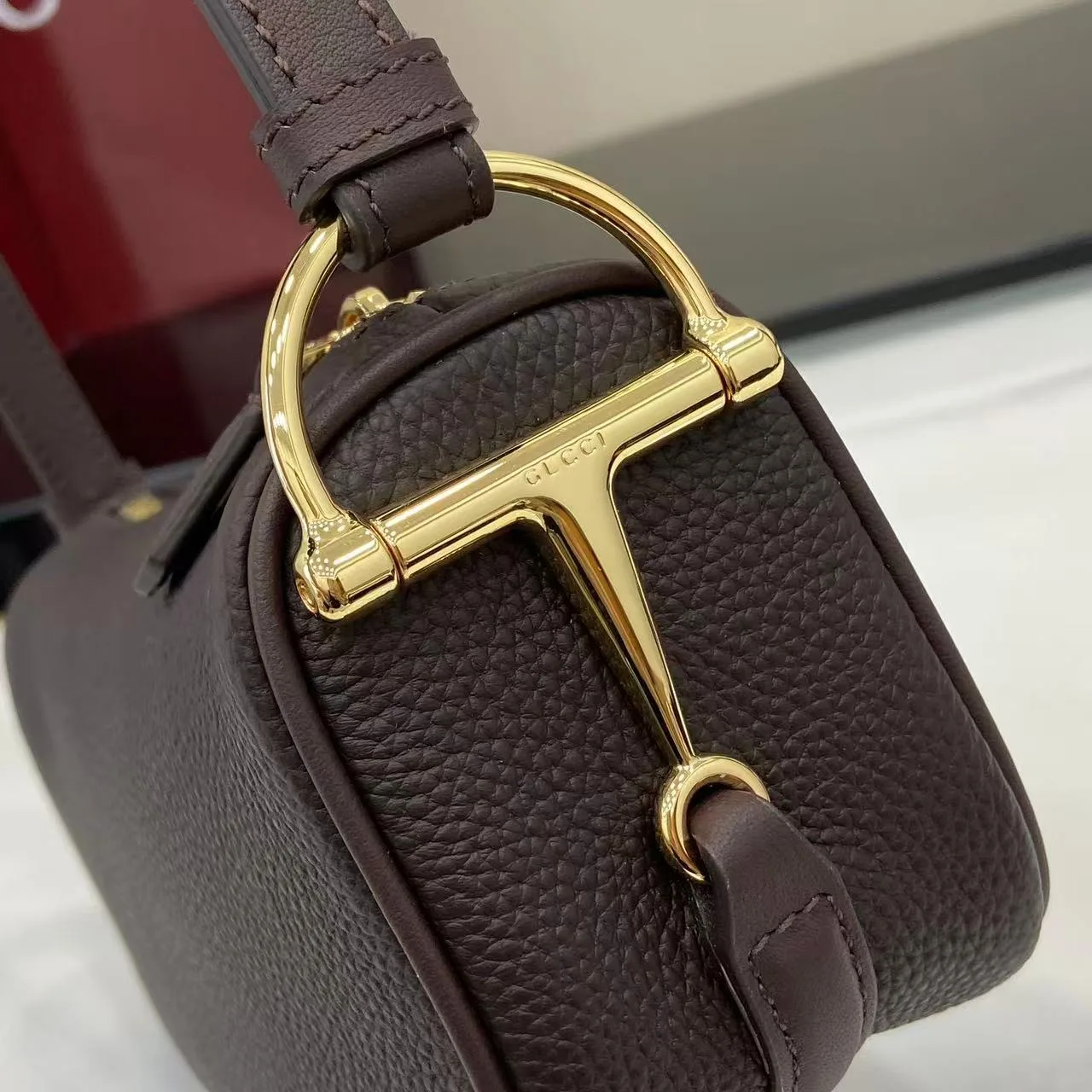 Gucci Brown Grained Leather Crossbody Bag product photo from LabelPicks