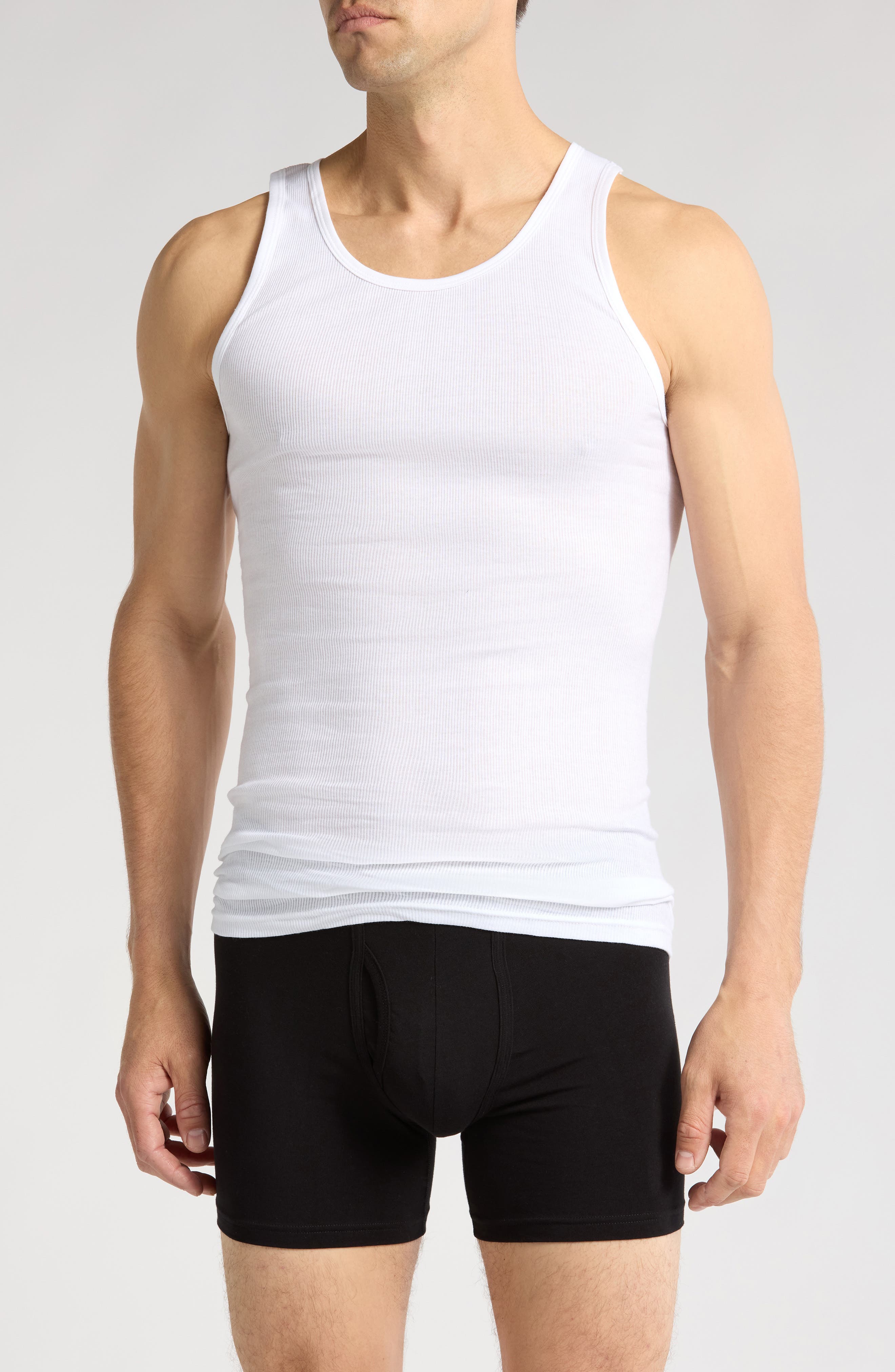 NORDSTROM RACK Cotton 3-Pack Ribbed Tank Tops