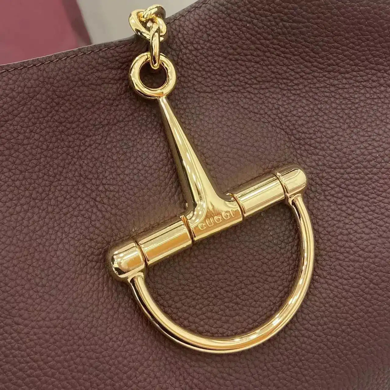 Gucci Brown Grained Leather Shoulder Bag product photo from LabelPicks