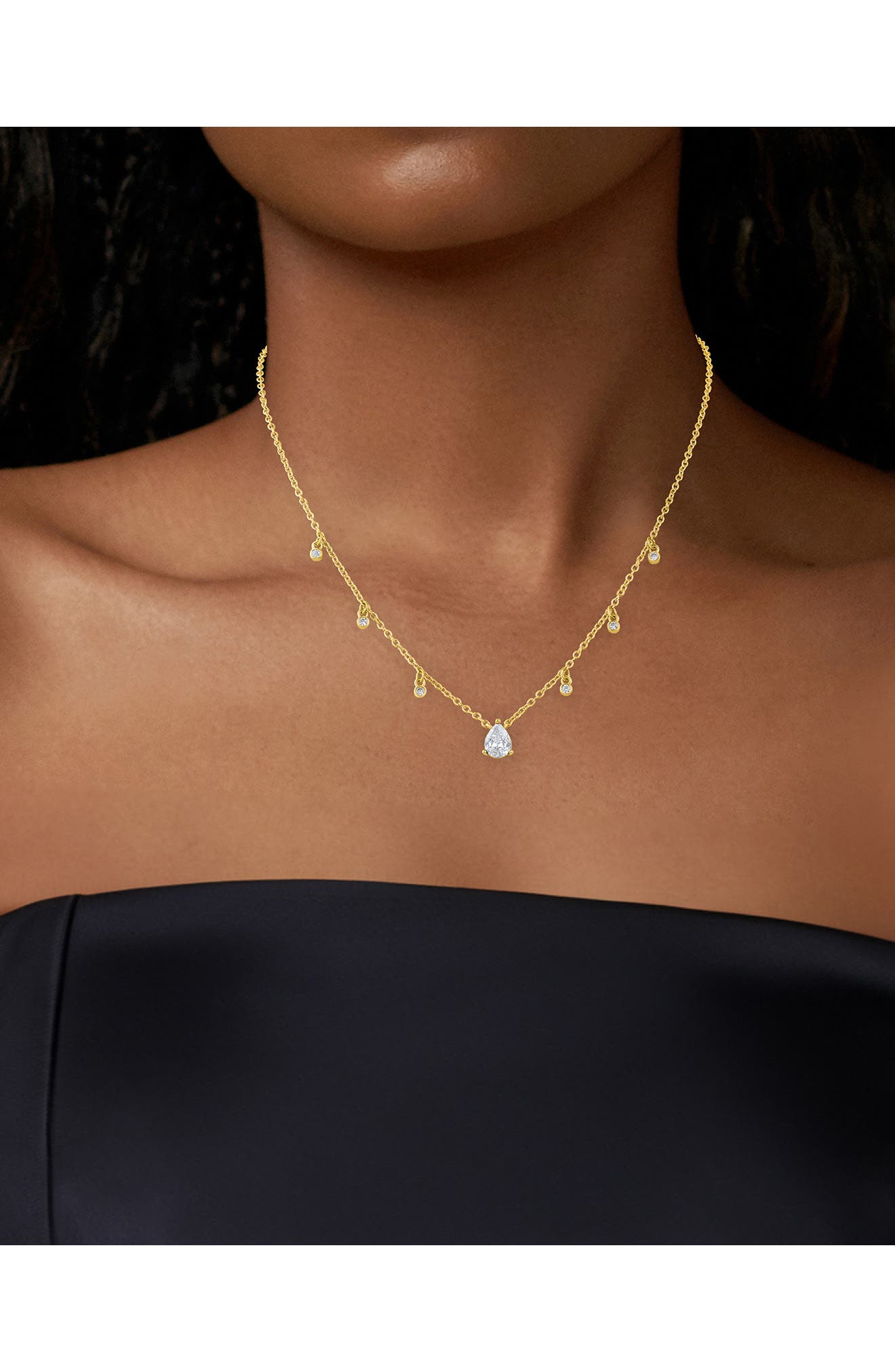 CZ by Kenneth Jay Lane Classic Cubic Zirconia Shaky Charm Necklace
