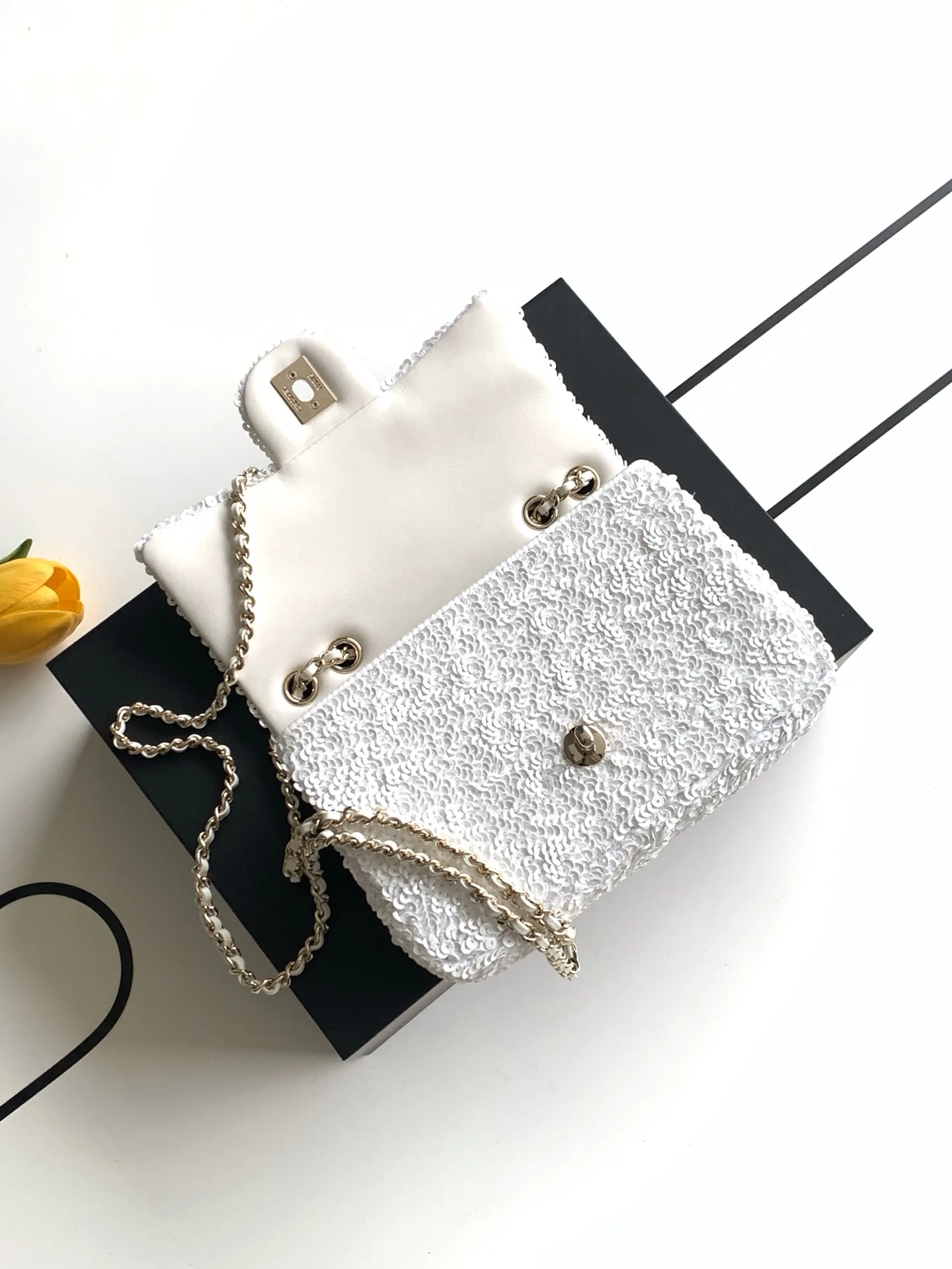 Chanel Classic Flap White Quilted Leather Shoulder Bag product photo from LabelPicks
