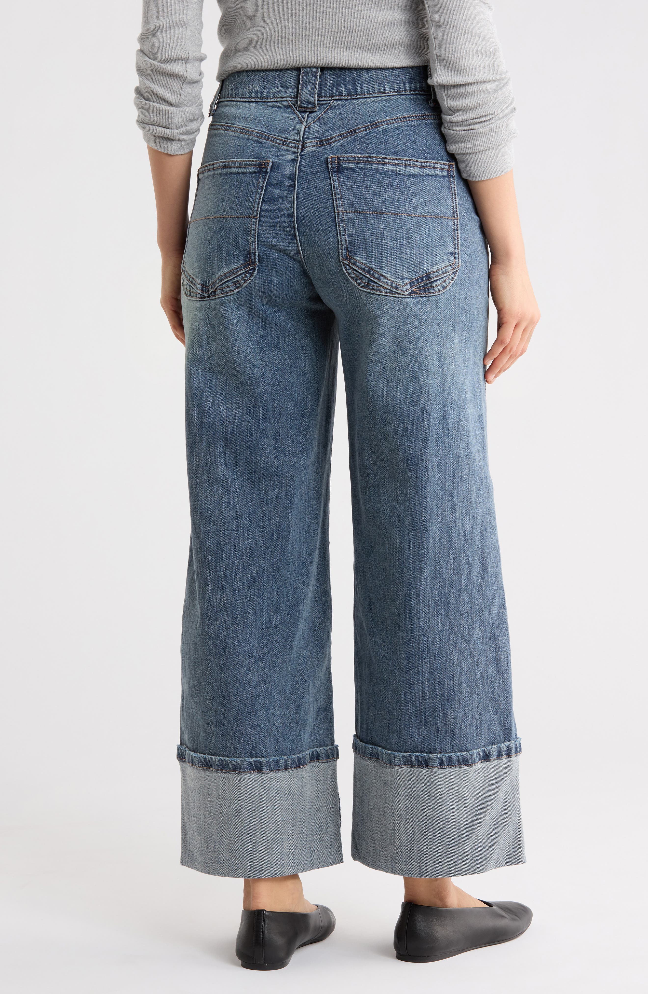 Democracy High Waist Cuffed Wide Leg Jeans