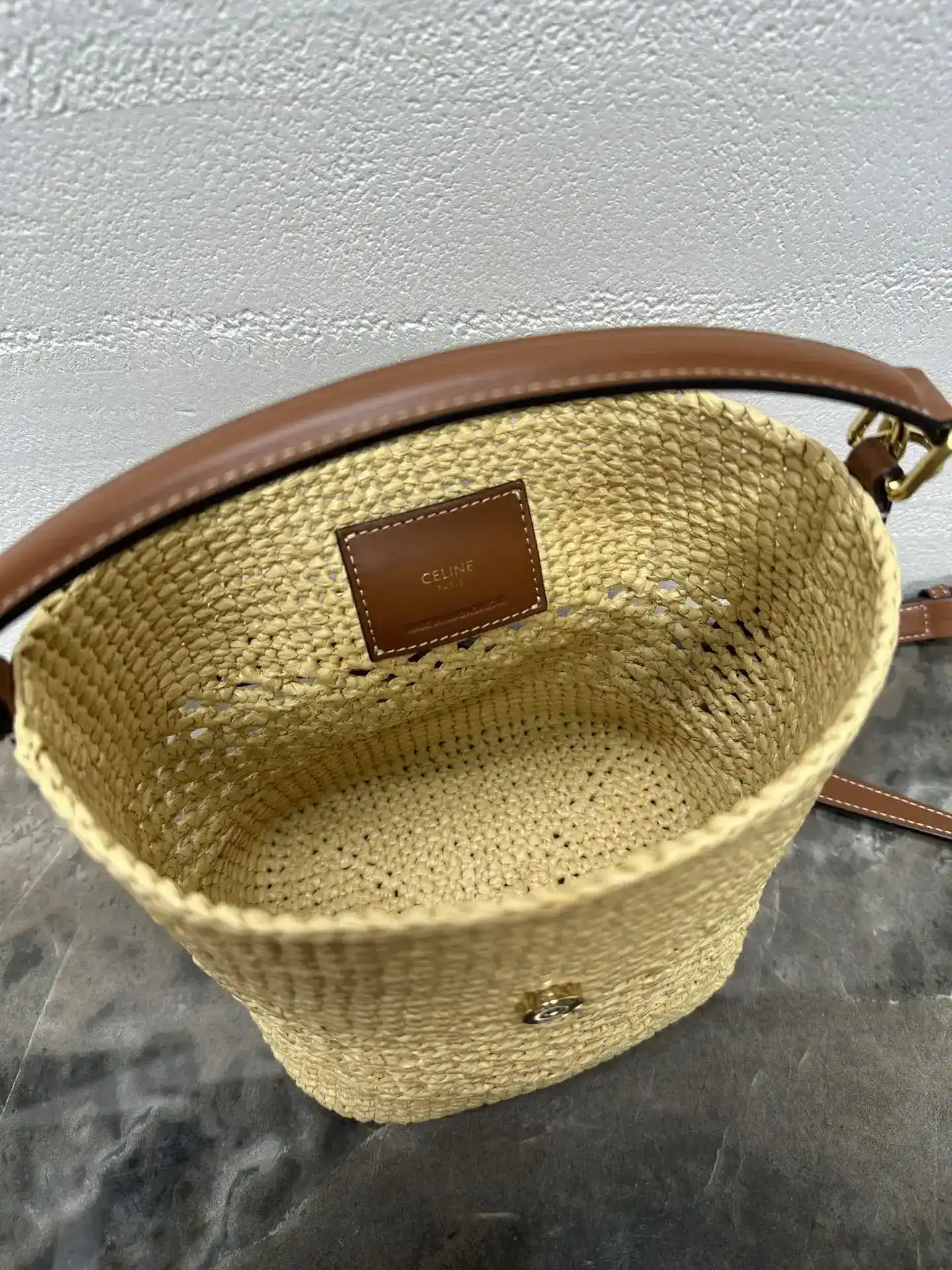 Celine Louise Woven Leather Bucket Bag product photo from LabelPicks