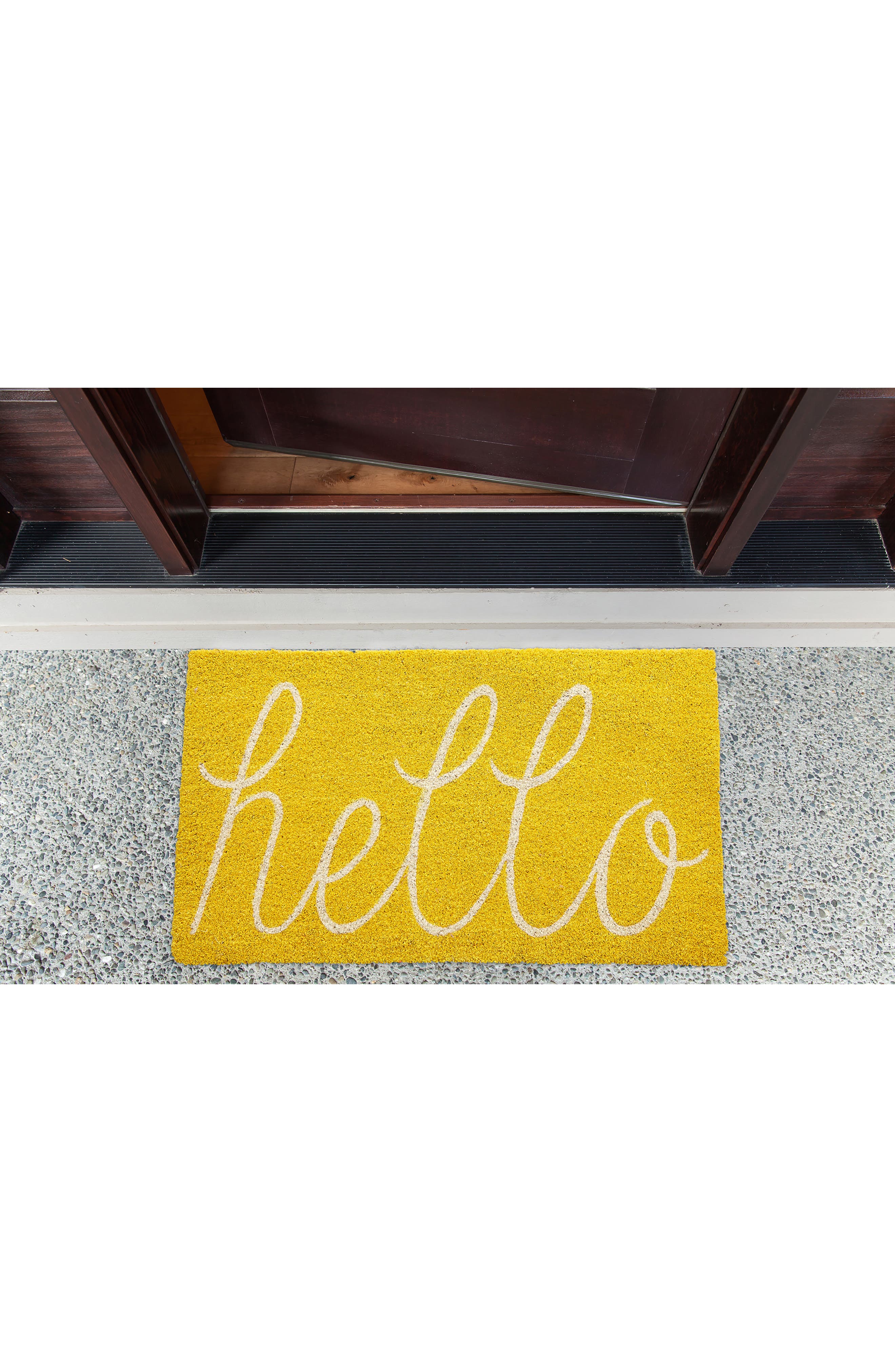 Design Imports Yellow Hello Doormat