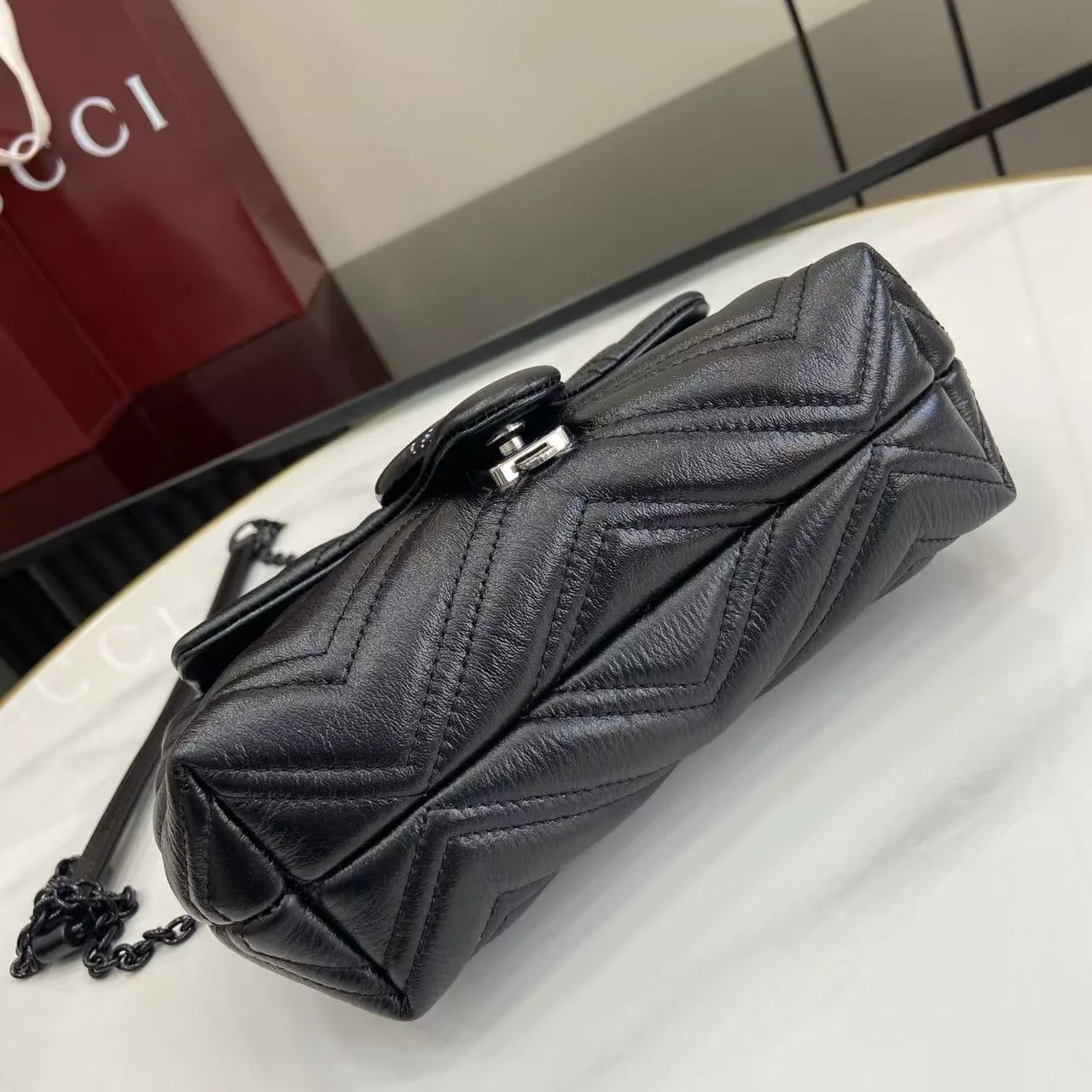 Gucci Black Marmont GG Supreme Canvas Crossbody Bag product photo from LabelPicks