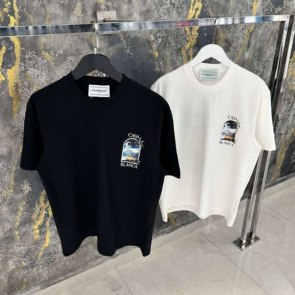 Castle Letter Print Round Neck T-Shirt