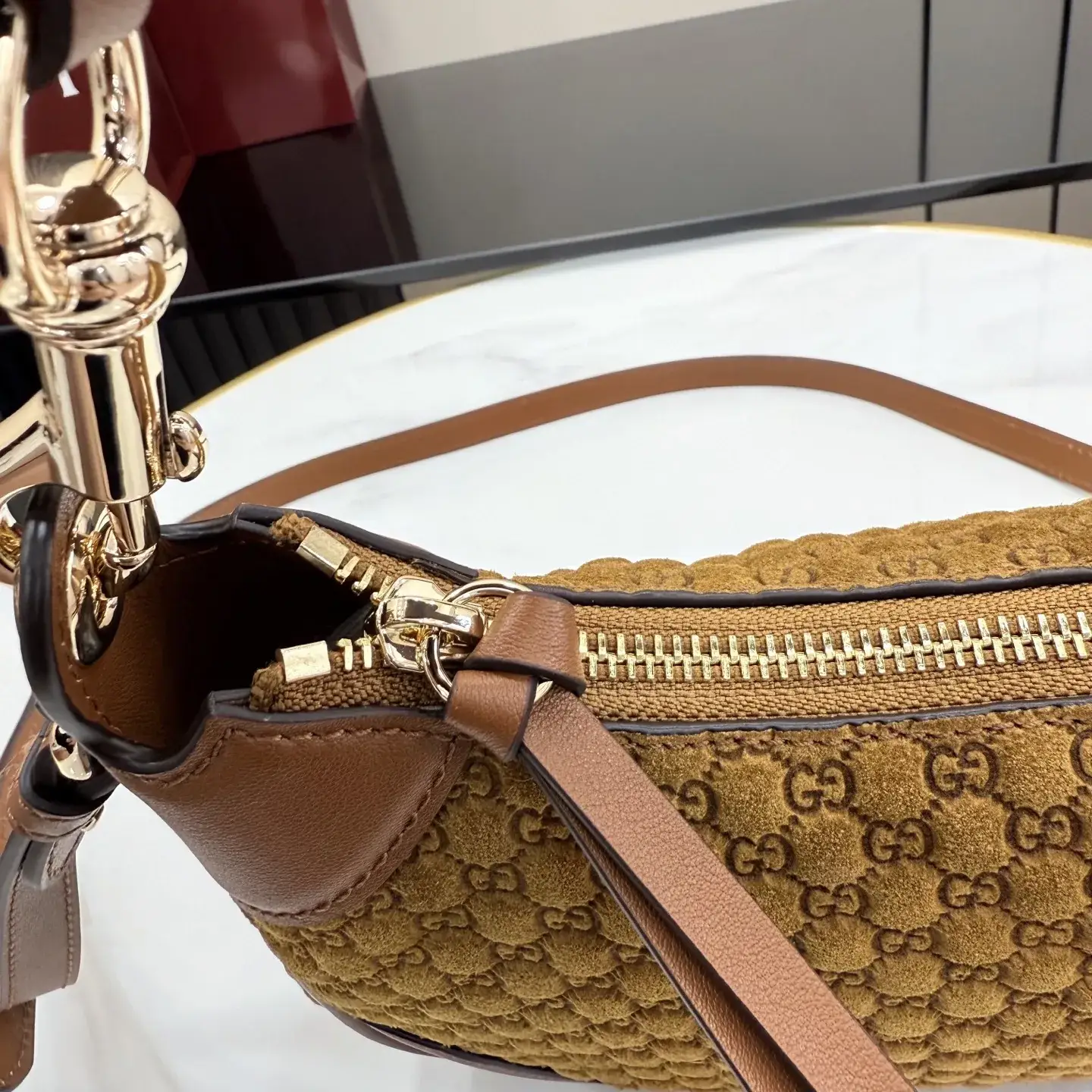 Gucci Suede Leather Crossbody Bag product photo from LabelPicks