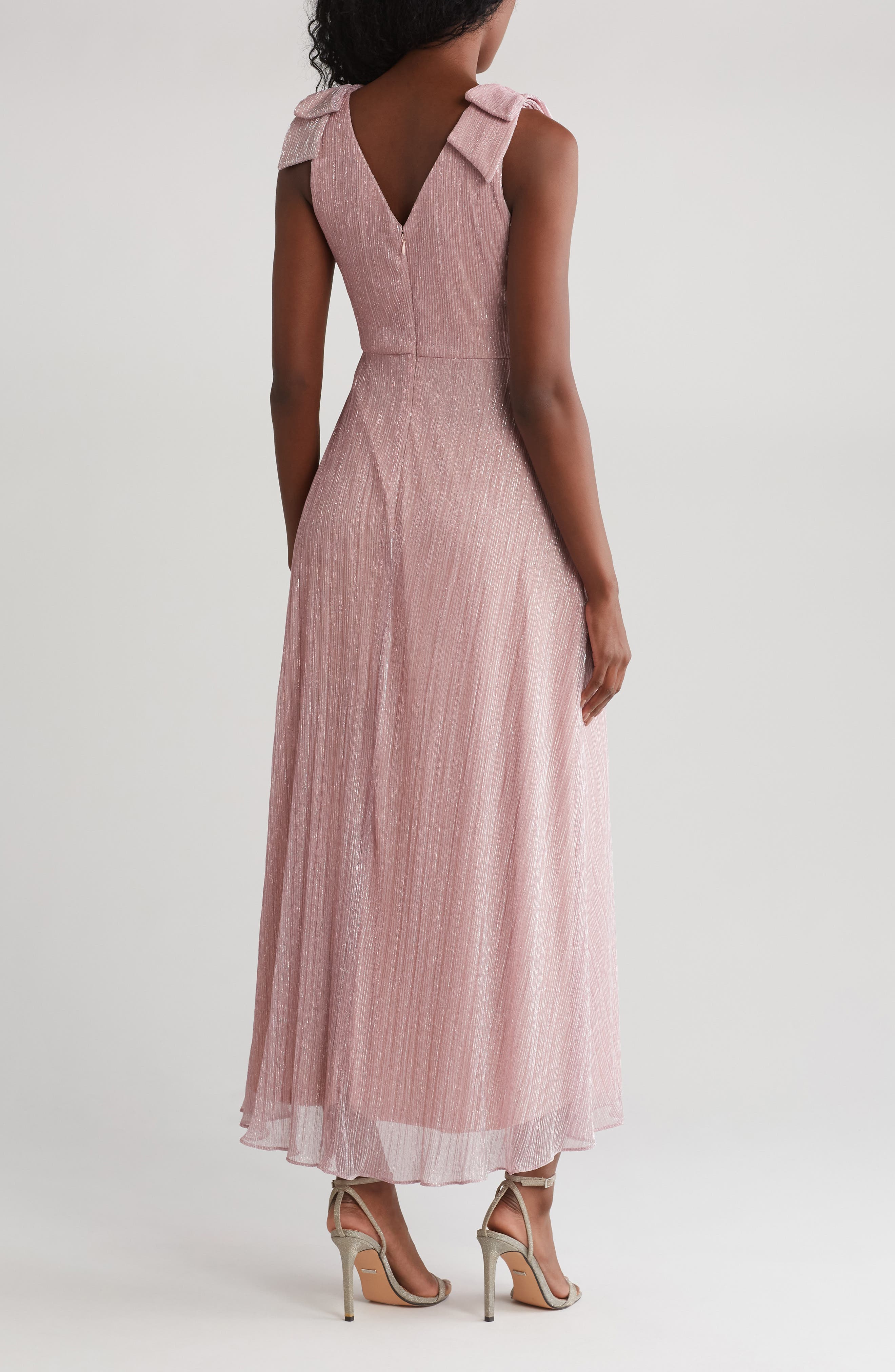 Kensie Shimmer Surplice V-Neck Maxi Dress