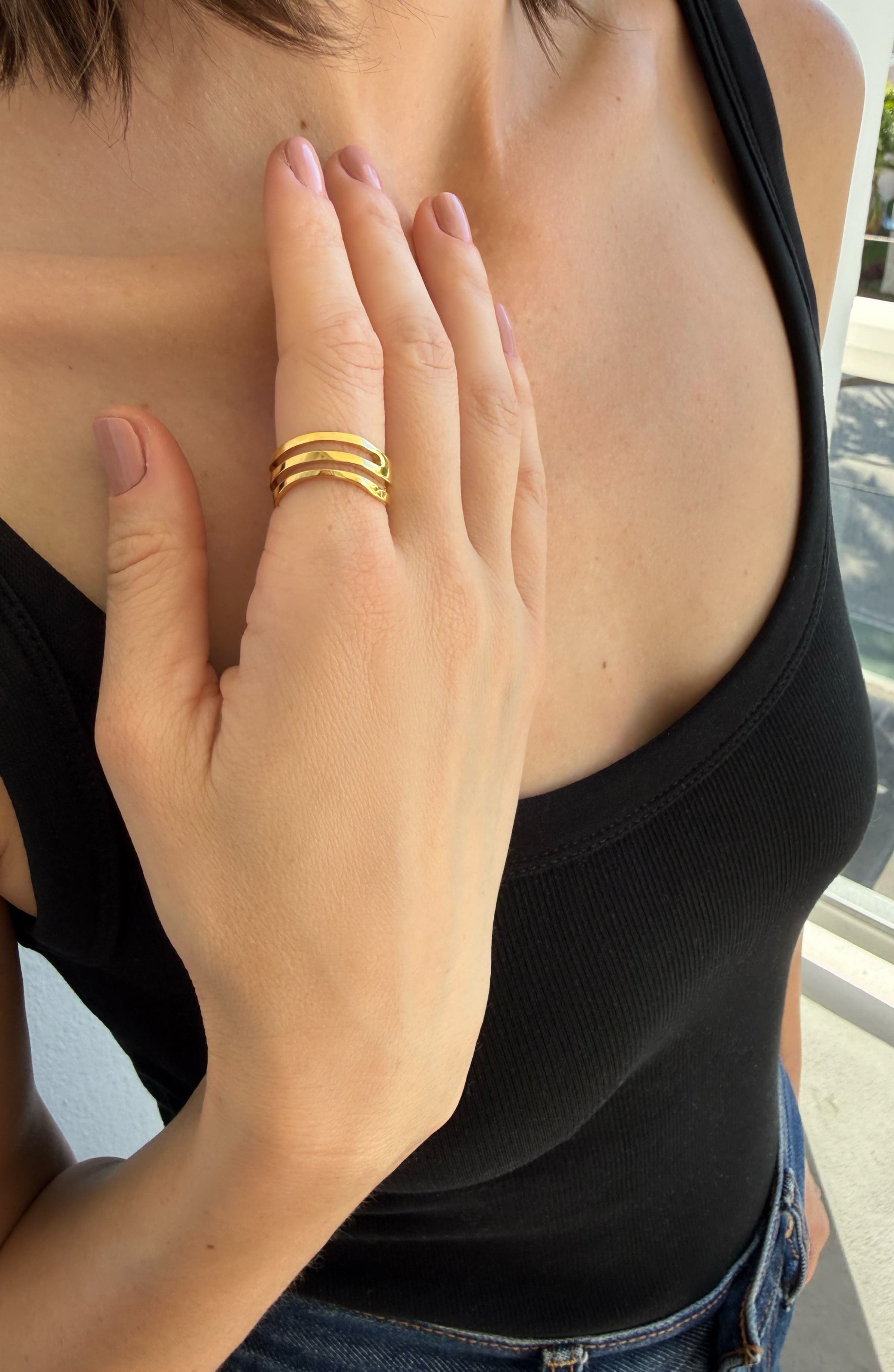 Adornia 18K Gold Plated Cutout Band Ring