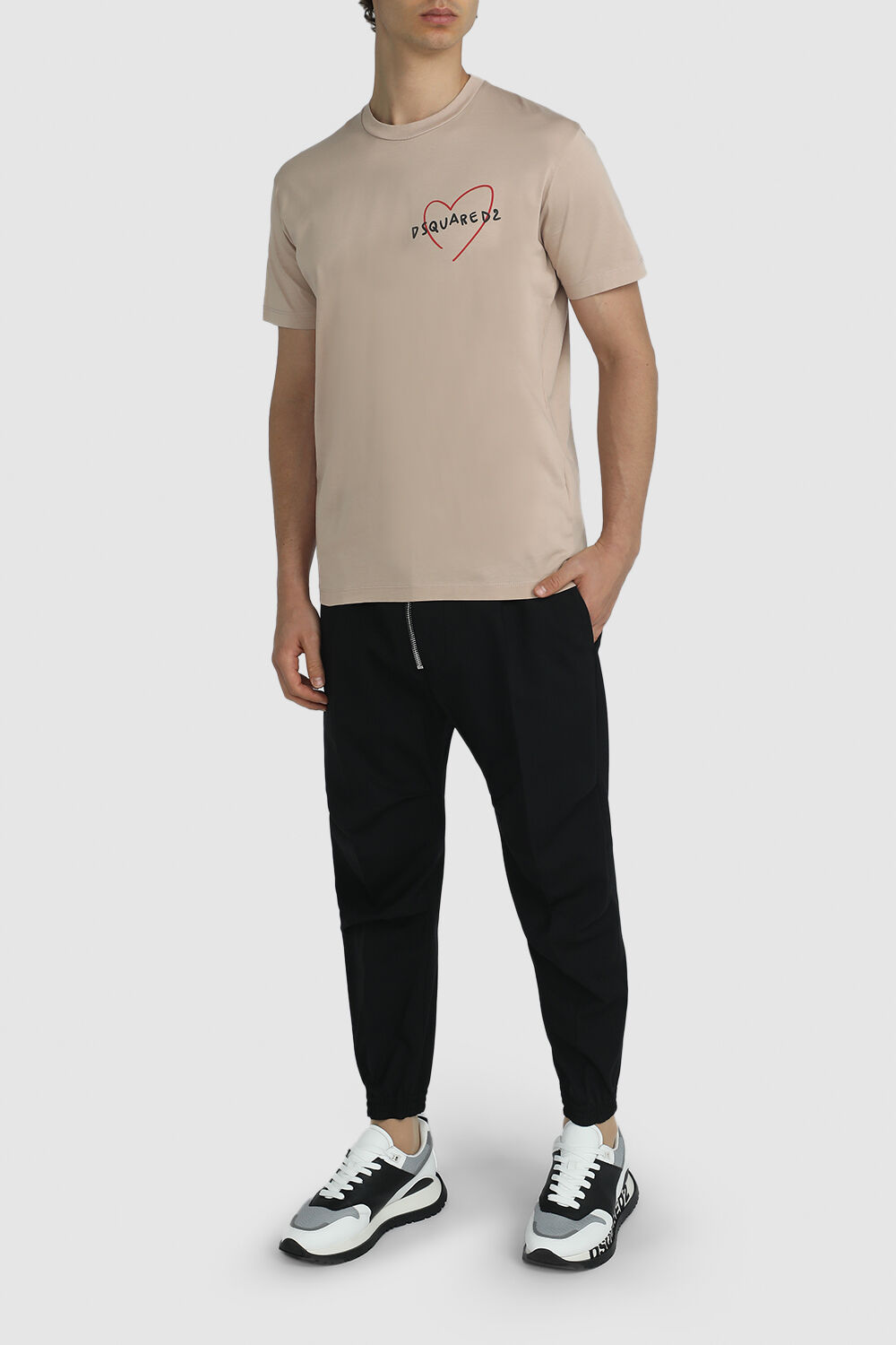 DSQUARED2 מכנסיים מחויטים עם רוכסן מטאלי