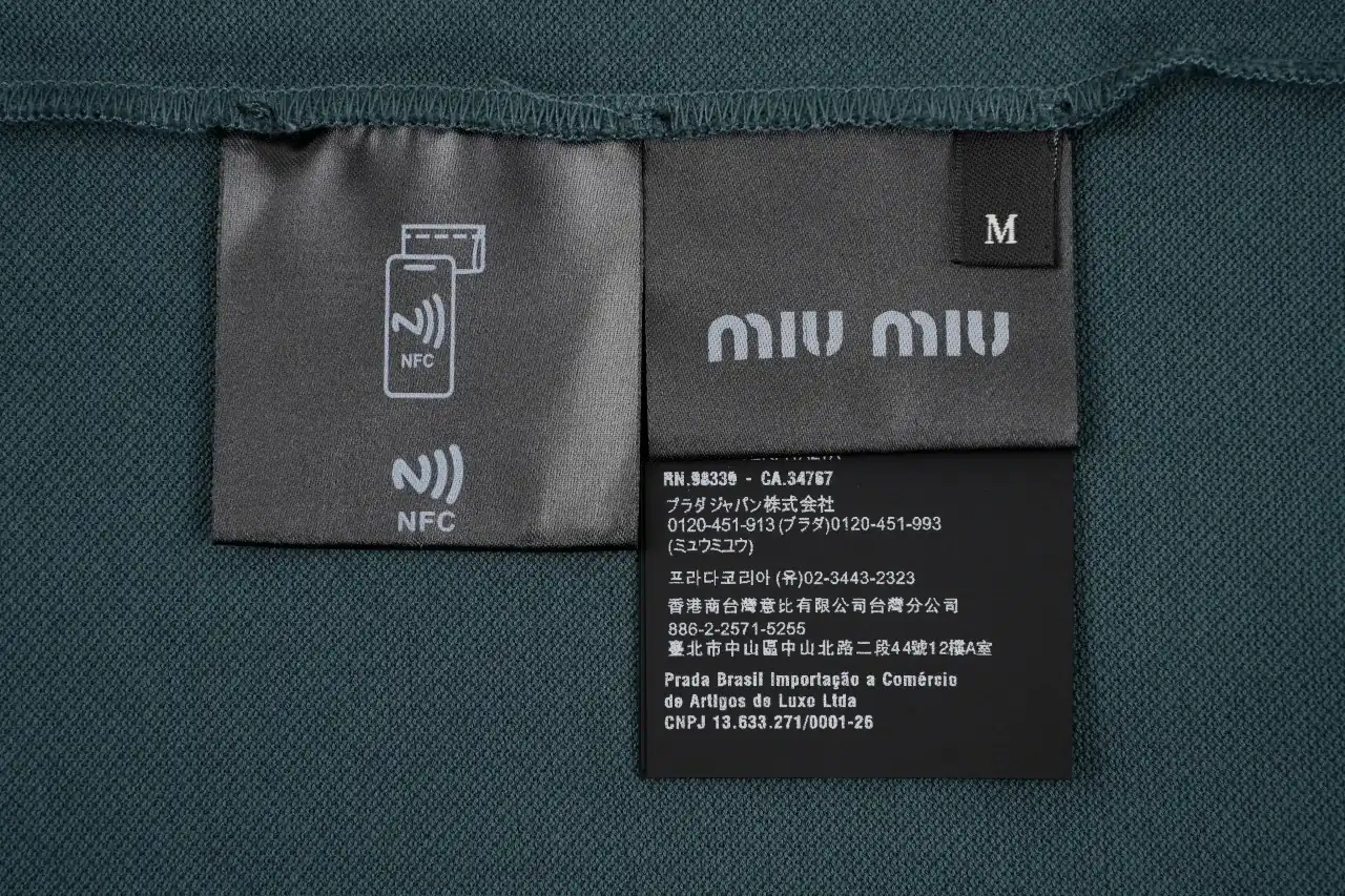 Miu Miu Dark Green Logo Long Sleeve Polo Shirt product photo from LabelPicks