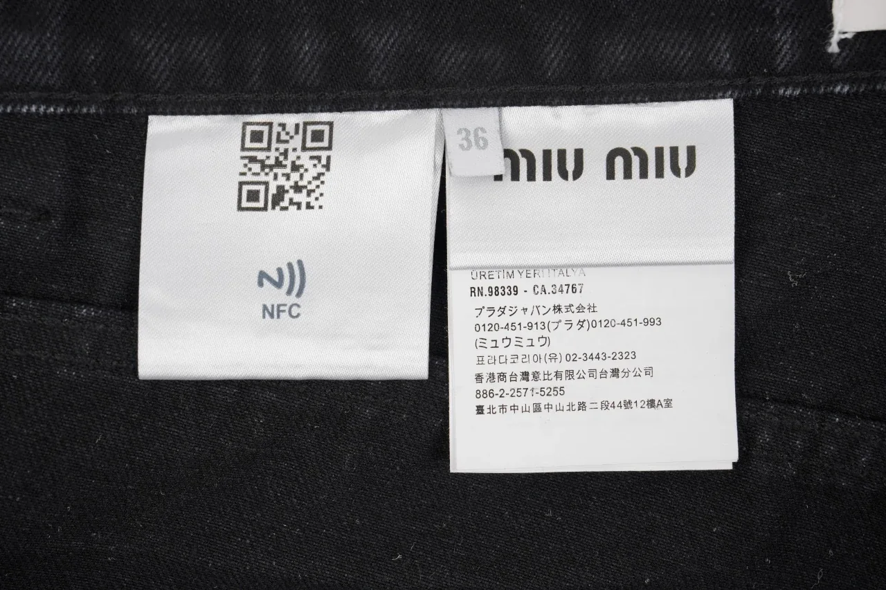 Miu Miu Black Leather Panel Straight Denim Jeans product photo from LabelPicks
