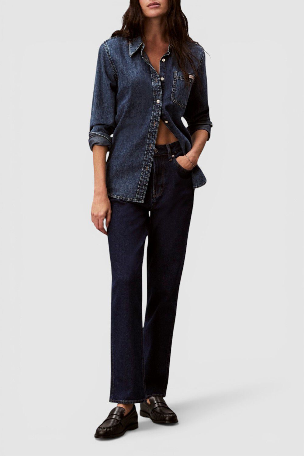 CALVIN KLEIN מכנסי ג'ינס ברוק