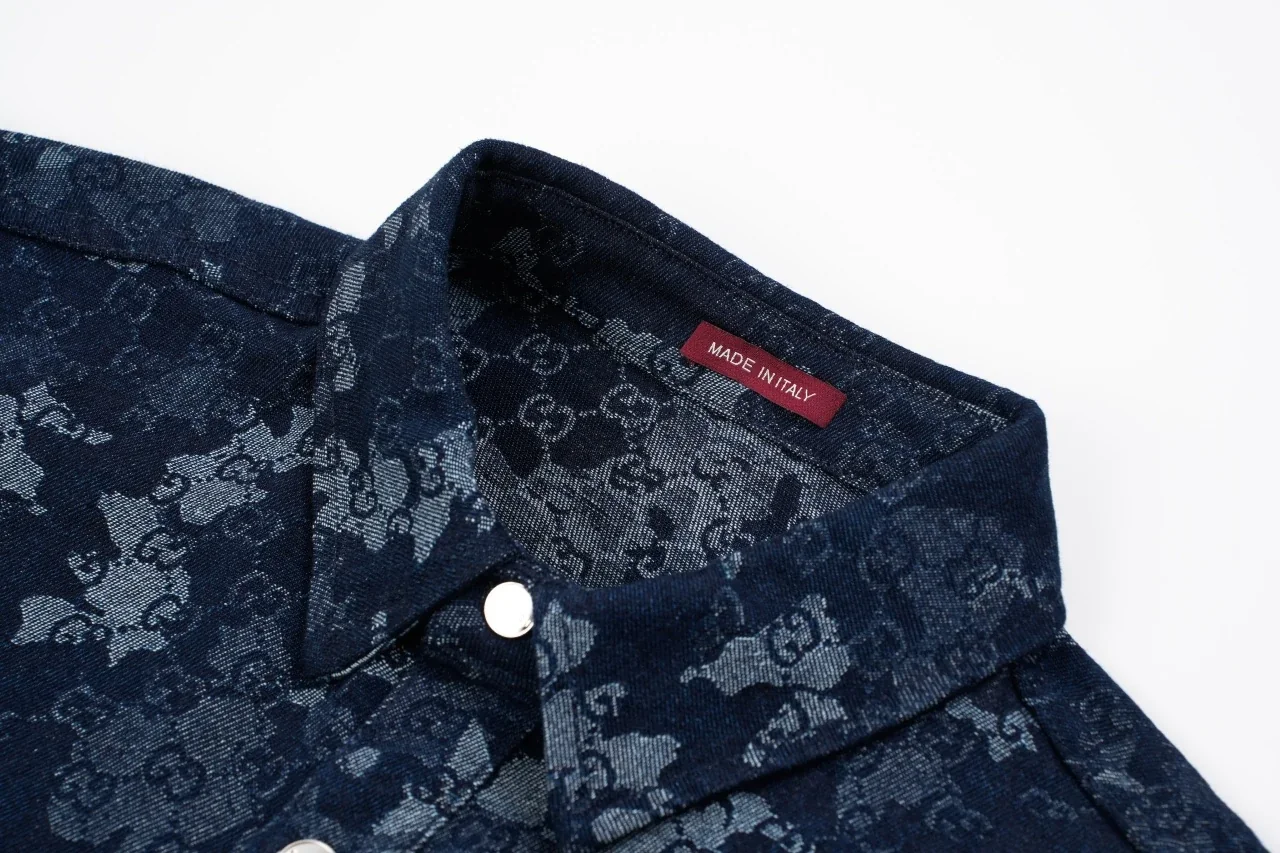 GUCCI Blue White Marble GG Denim Overshirt product photo from LabelPicks
