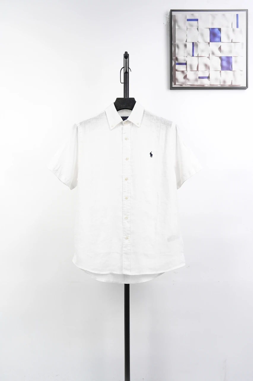Ralph Lauren White Pony Embroidered Linen Short Sleeve Shirt product photo from LabelPicks