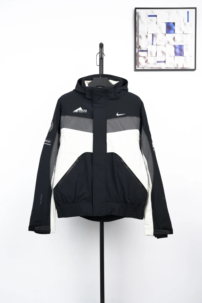 Nike NOCTA Black Grey Color-Block Hooded Insulated Jacket product photo from LabelPicks