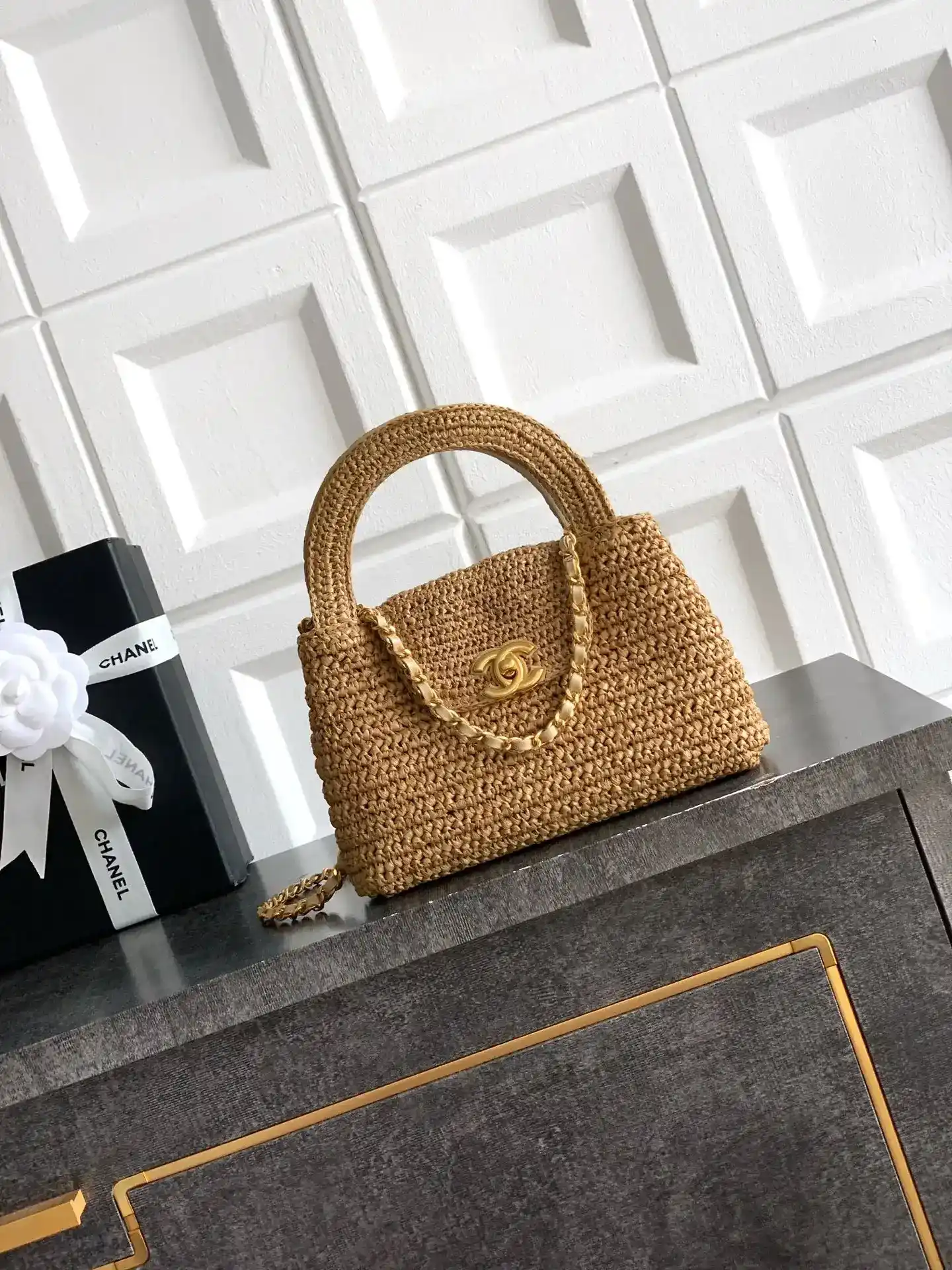 Chanel Brown Woven Leather Top Handle Bag product photo from LabelPicks