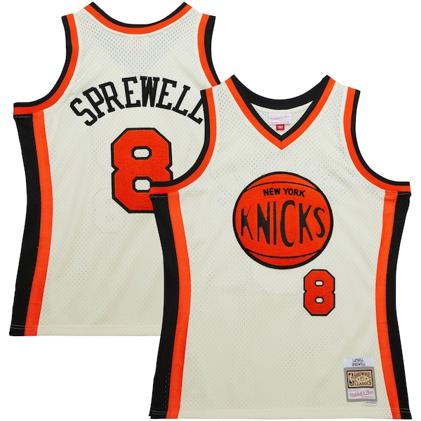Latrell Sprewell New York Knicks Chainstitch Swingman Jersey - Cream