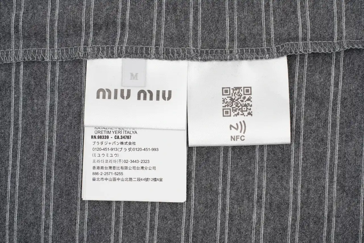 Miu Miu Grey Black Fine Stripe Long Sleeve Polo Shirt product photo from LabelPicks