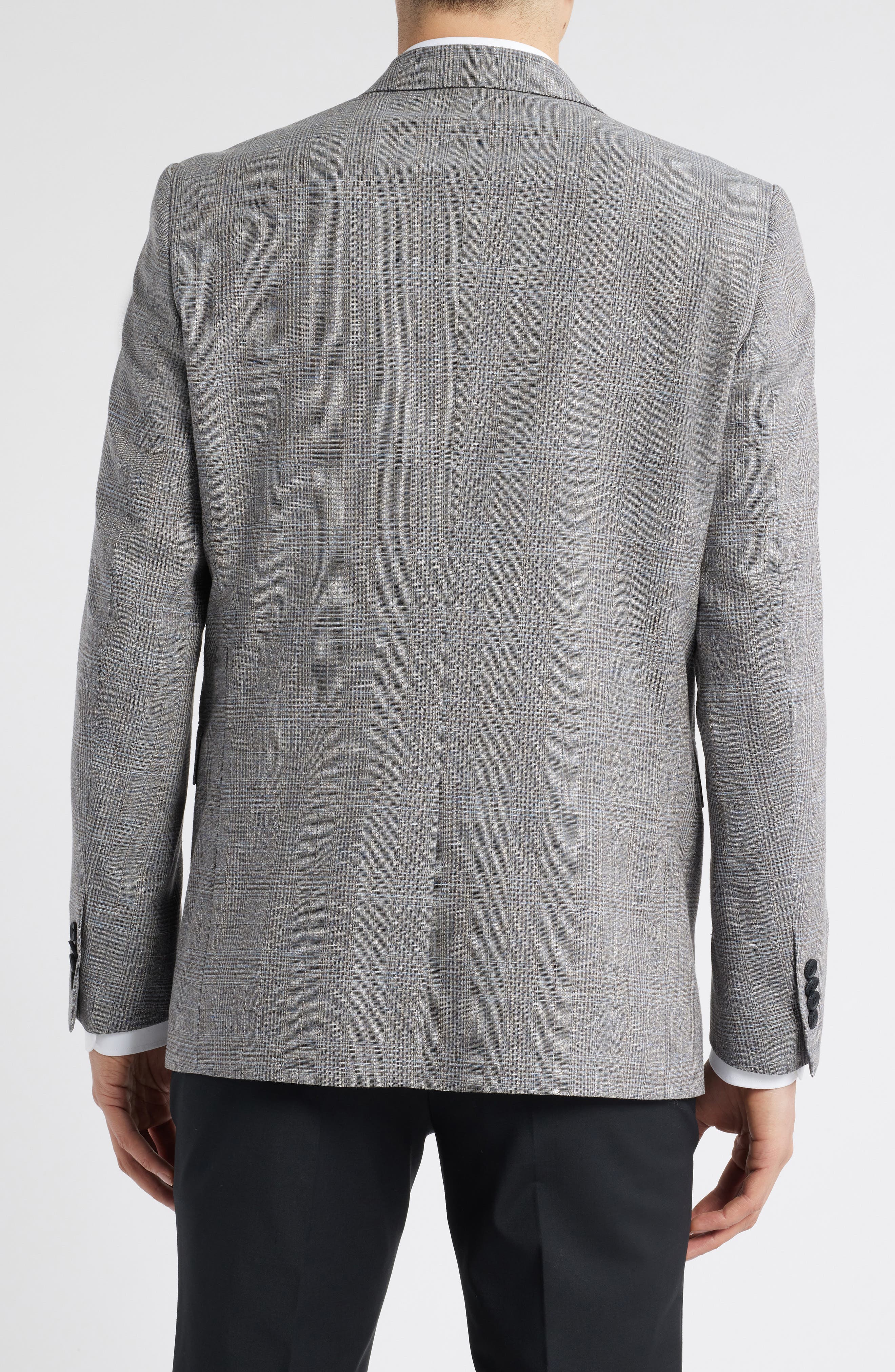 AllSaints Ross Slim Fit Glen Plaid Wool & Cotton Blend Sport Coat