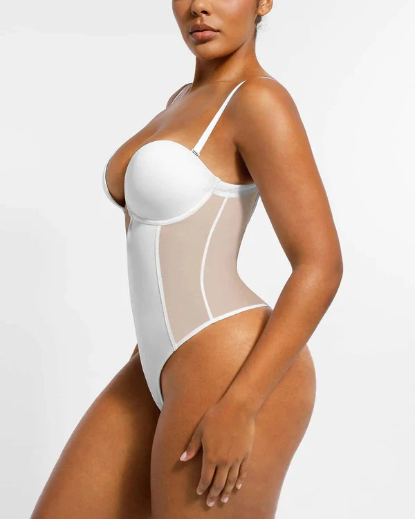 Deep Plunge Low-Back Thong Bodysuit