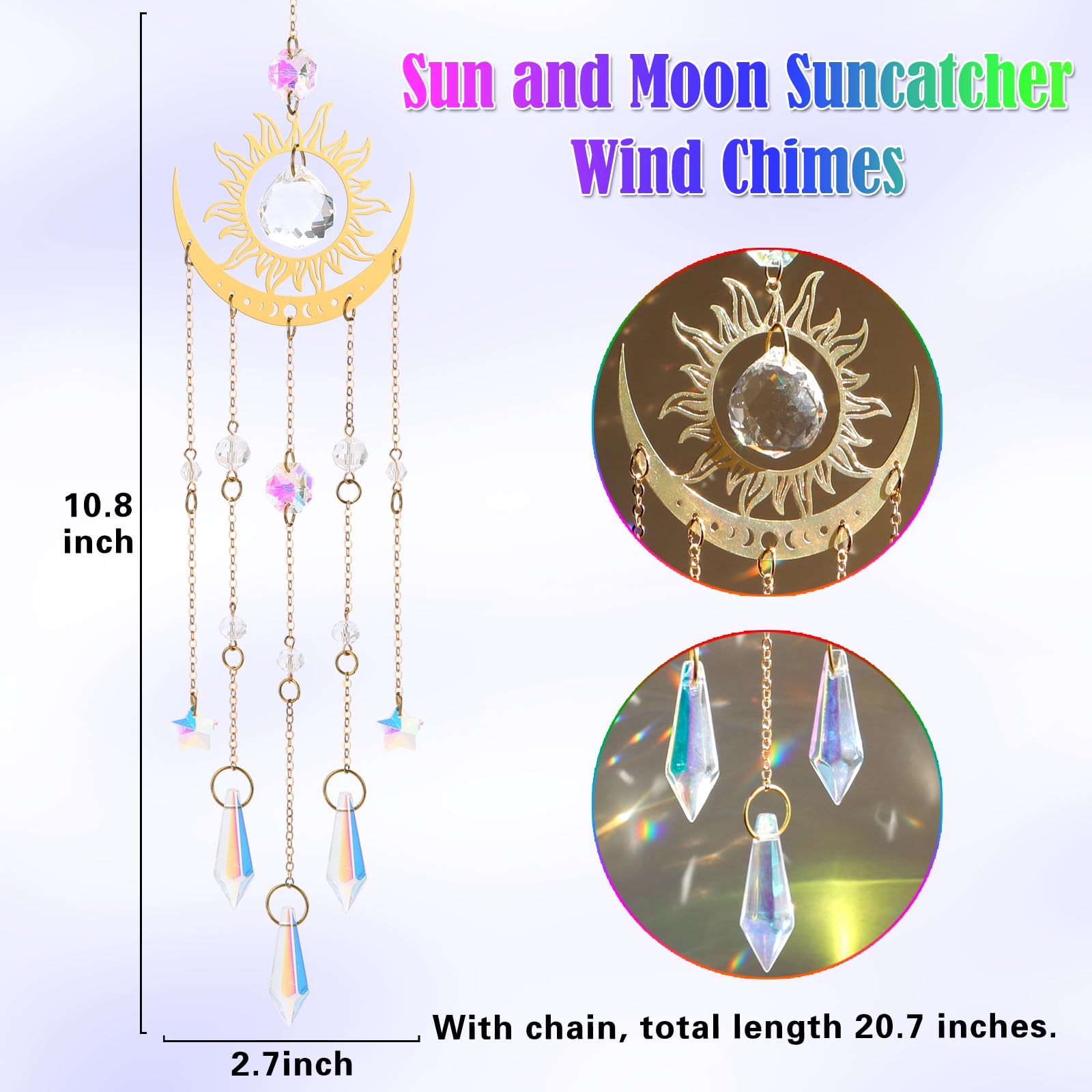 Crystal Suncatcher,Suncatchers for windows hanging indoor and outdoor prism rainbow maker home garden decor, suitable for valentine's and mother's day