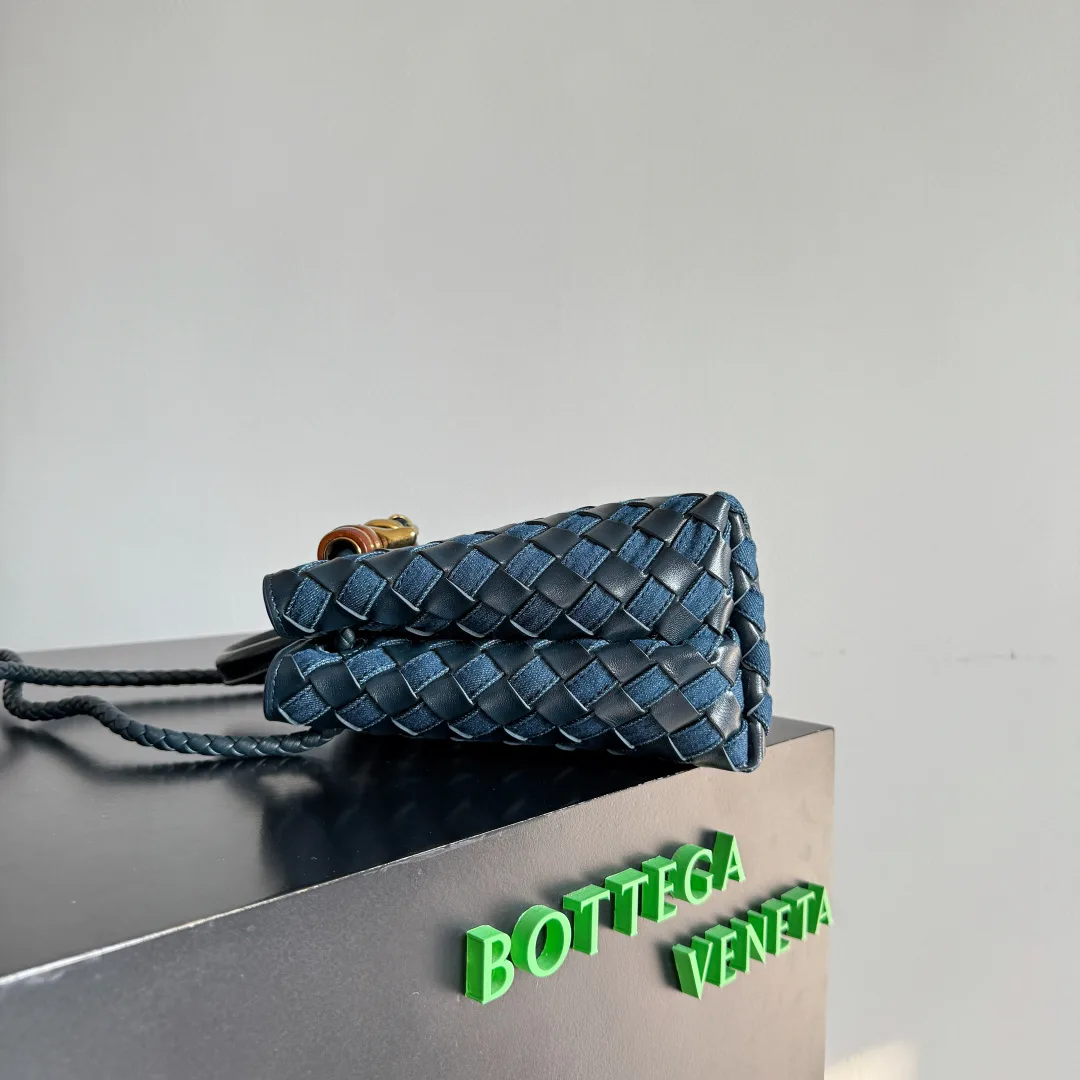 Bottega Veneta Andiamo Navy Intrecciato Woven Leather Top Handle Bag product photo from LabelPicks