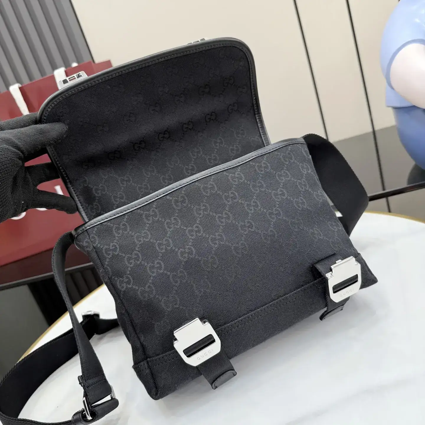 Gucci Black Canvas and Leather Crossbody Bag product photo from LabelPicks