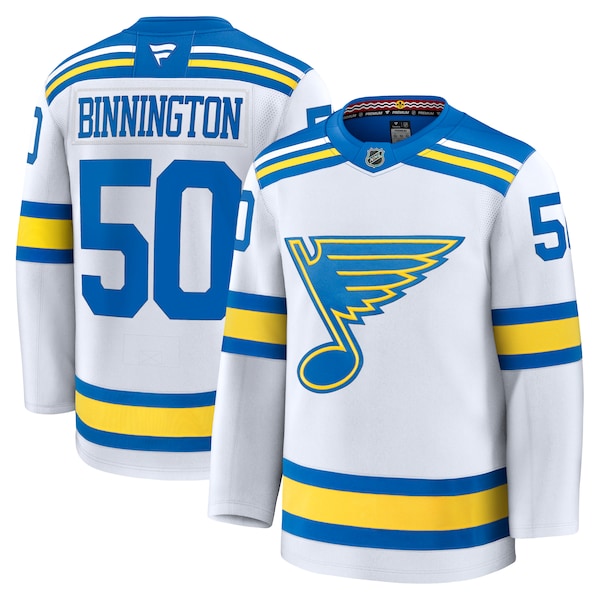 Jordan Binnington St. Louis Blues  Away Premium Player Jersey - White/Blue